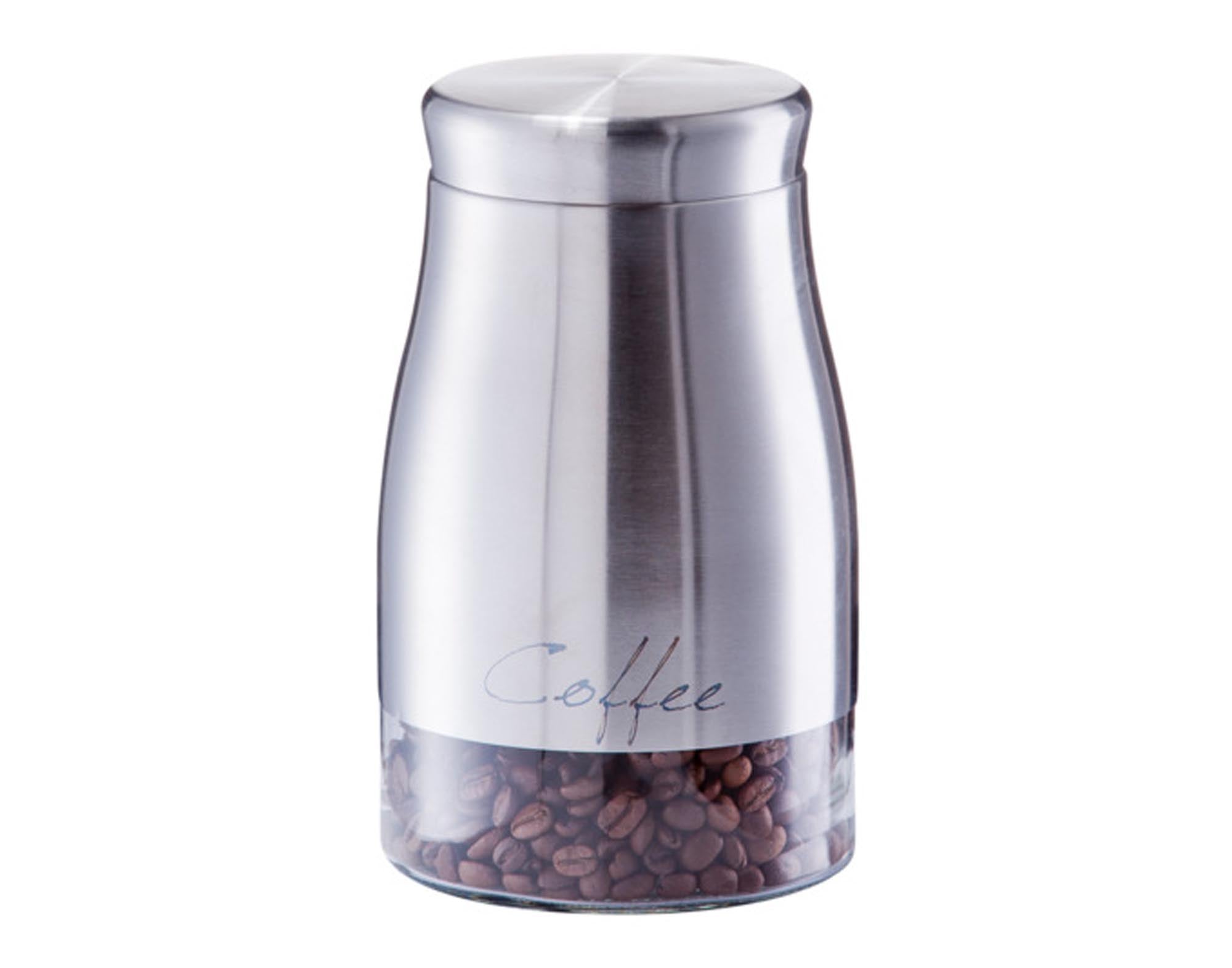 Vorratsglas Coffee Inox von ZELLER PRESENT: 1300 ml für Kaffeebohnen, edles Design aus Glas und Edelstahl, luftdicht, spülmaschinenfest.