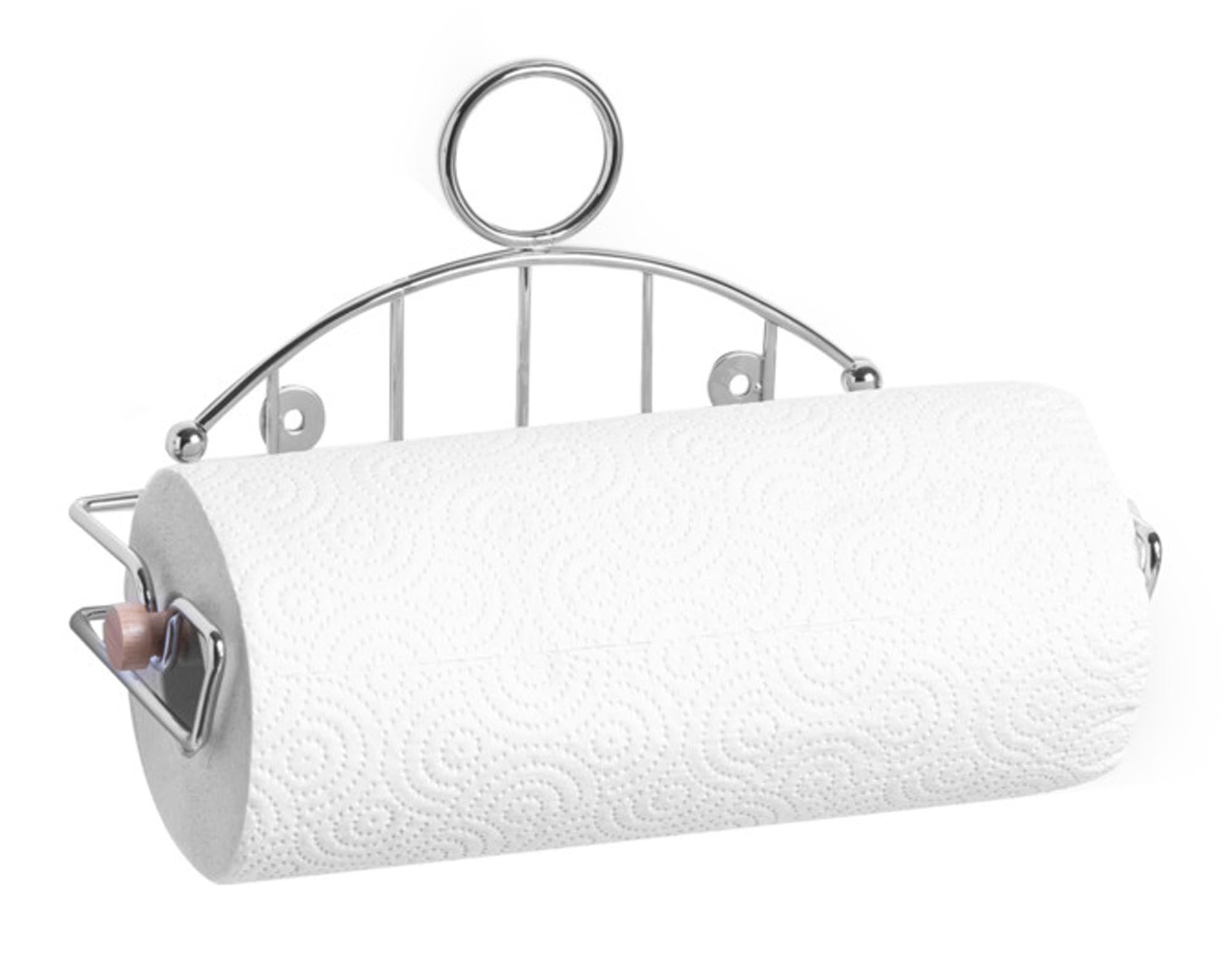 Entdecken Sie den eleganten ZELLER Küchenrollenhalter aus verchromtem Metall (28x12.5x14.5 cm) für praktische und stilvolle Küchenorganisation.