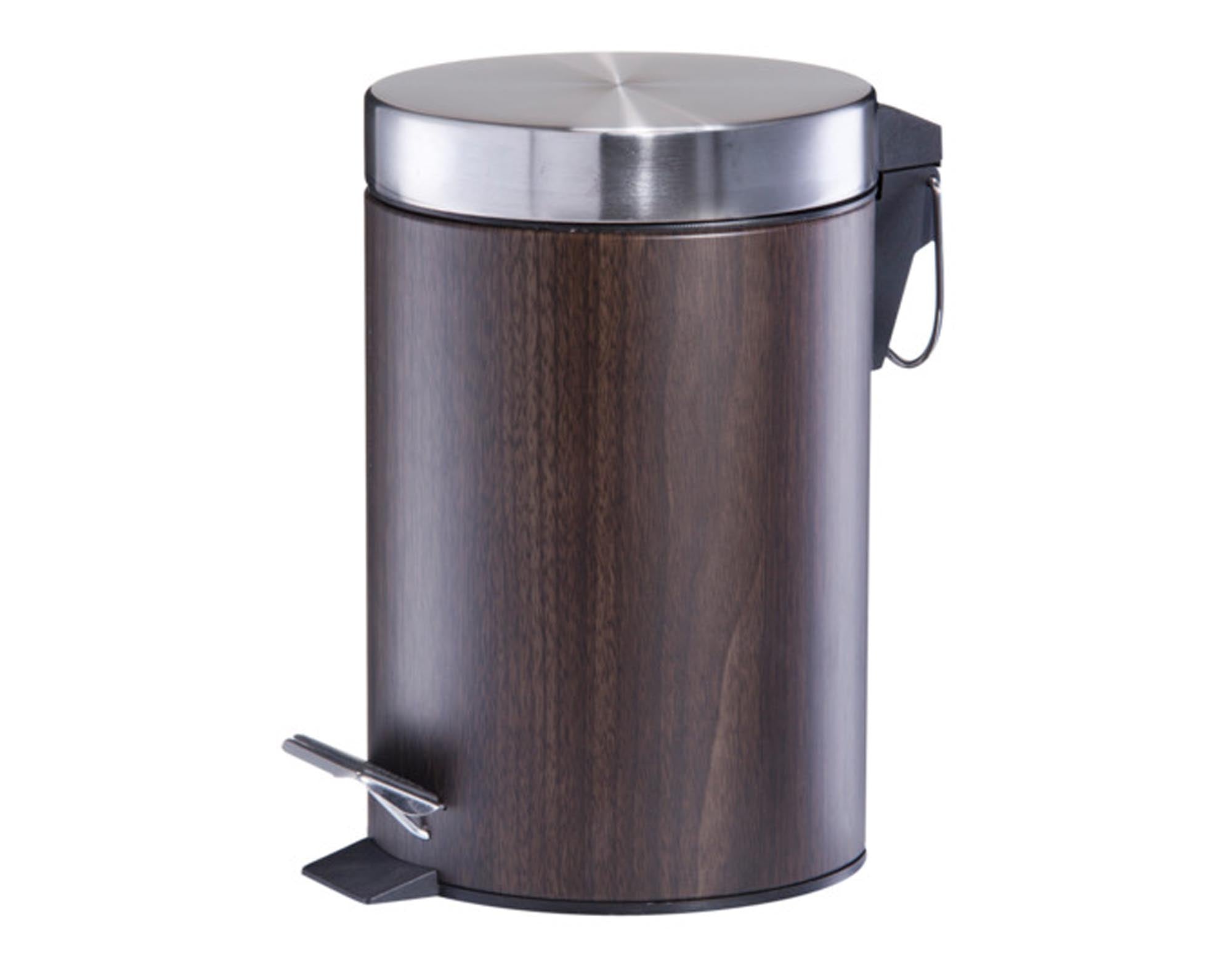 ZELLER Treteimer Metall Walnussdekor 3 l ø 17x26 cm in präsentiert im Onlineshop von KAQTU Design AG. Mülleimer ist von ZELLER PRESENT