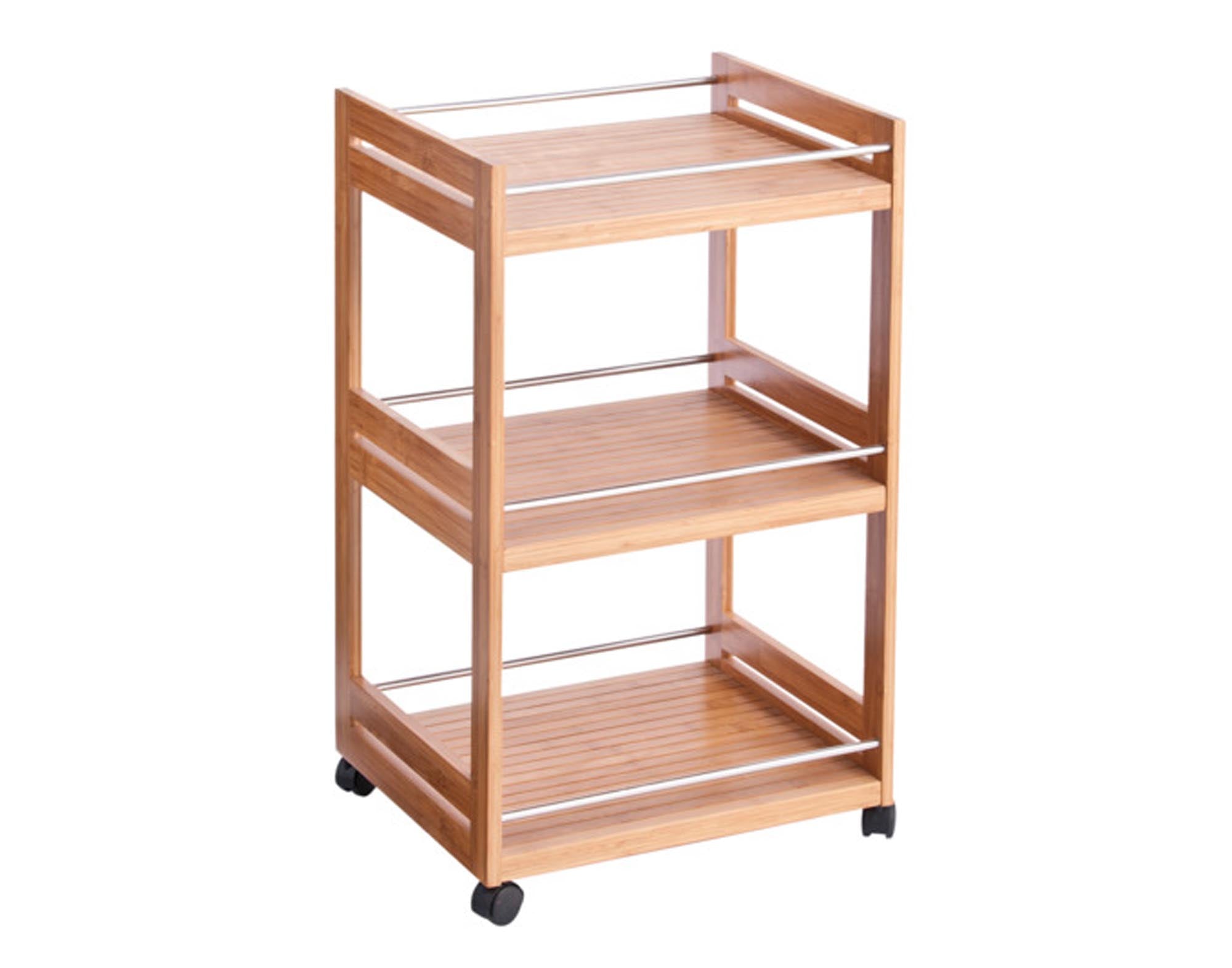 Entdecken Sie den ZELLER Bad-Rollwagen Bamboo Metall (45.7x38x76 cm) – stilvoll, mobil und ideal für Ihr Badezimmer. Perfekt für Handtücher und Pflegeprodukte!