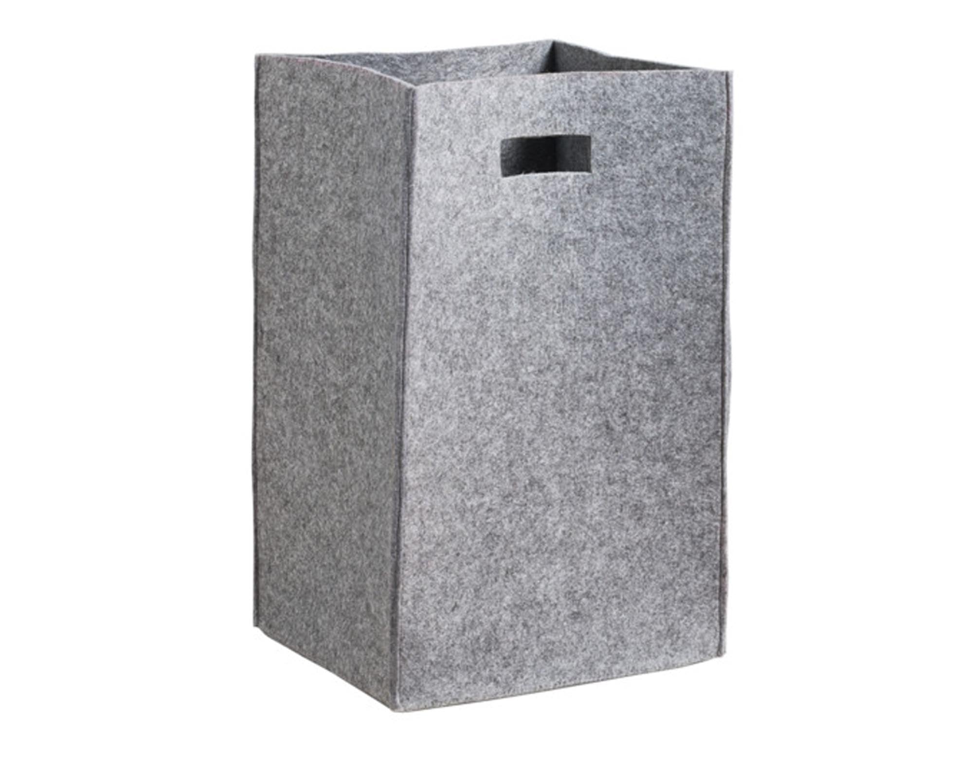 Entdecken Sie den ZELLER Wäschesammler aus grauem Filz (35x30x55 cm) – stilvoll, robust und ideal für die Wäscheorganisation in jedem Raum.