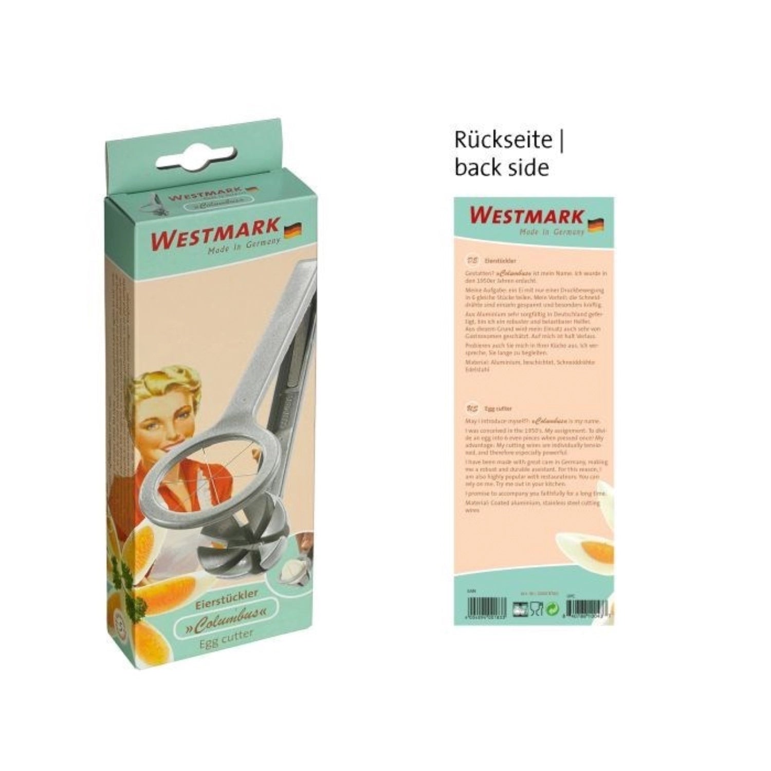 Eleganter Retro Eierstückler Columbus von Westmark, 18x6.5x3cm, perfekt für das präzise Schneiden von Eiern in ansprechendem Design.