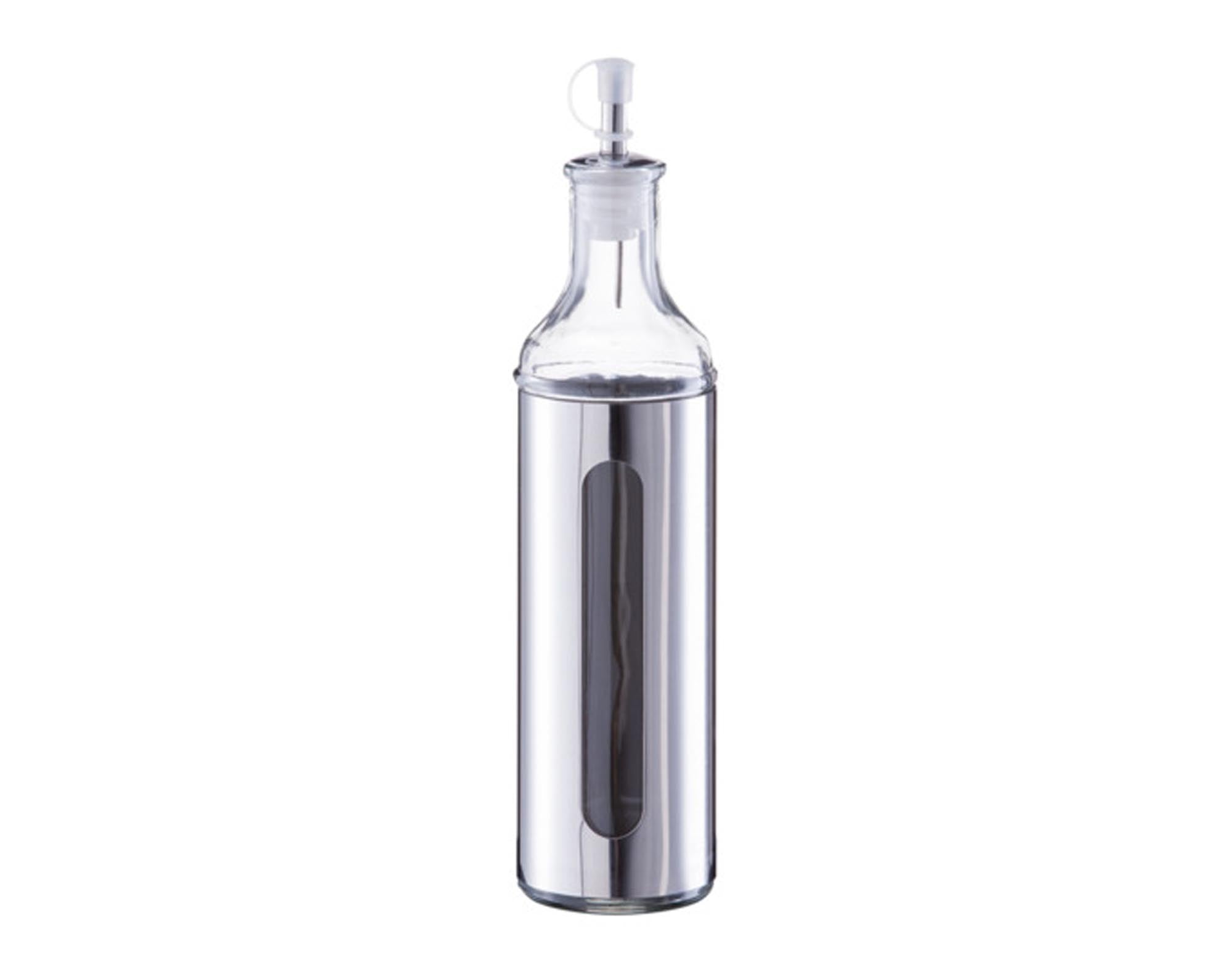 Stilvolle Essig-Ölflasche 500 ml von ZELLER PRESENT mit Glasfenster, präziser Ausgiesser und stabilem Verschluss. Elegantes Küchendesign.