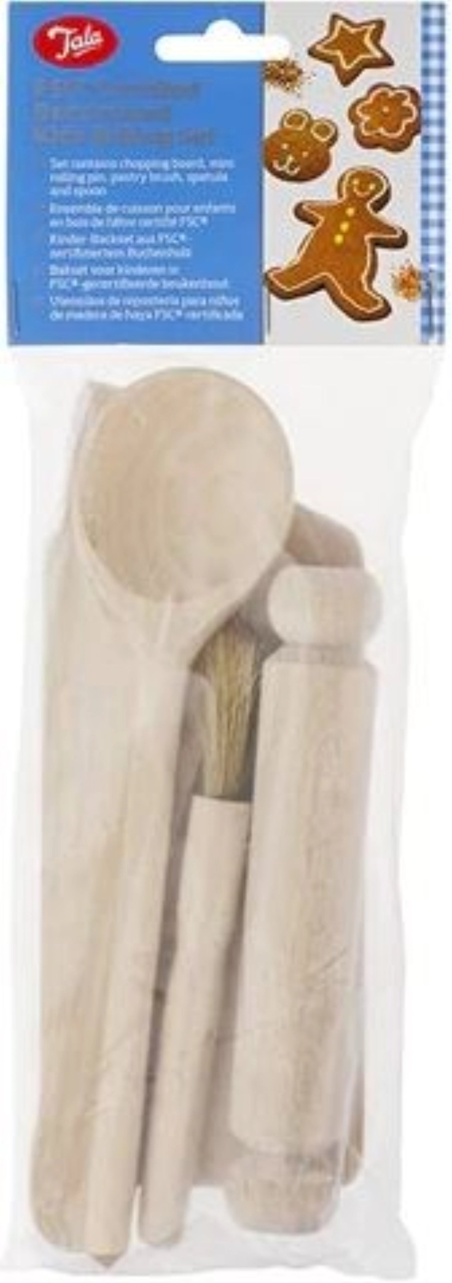 Hochwertige Backutensilien aus FSC-zertifiziertem Holz von Tala, perfekt für umweltfreundliches Backen und kreative Küchenprojekte.