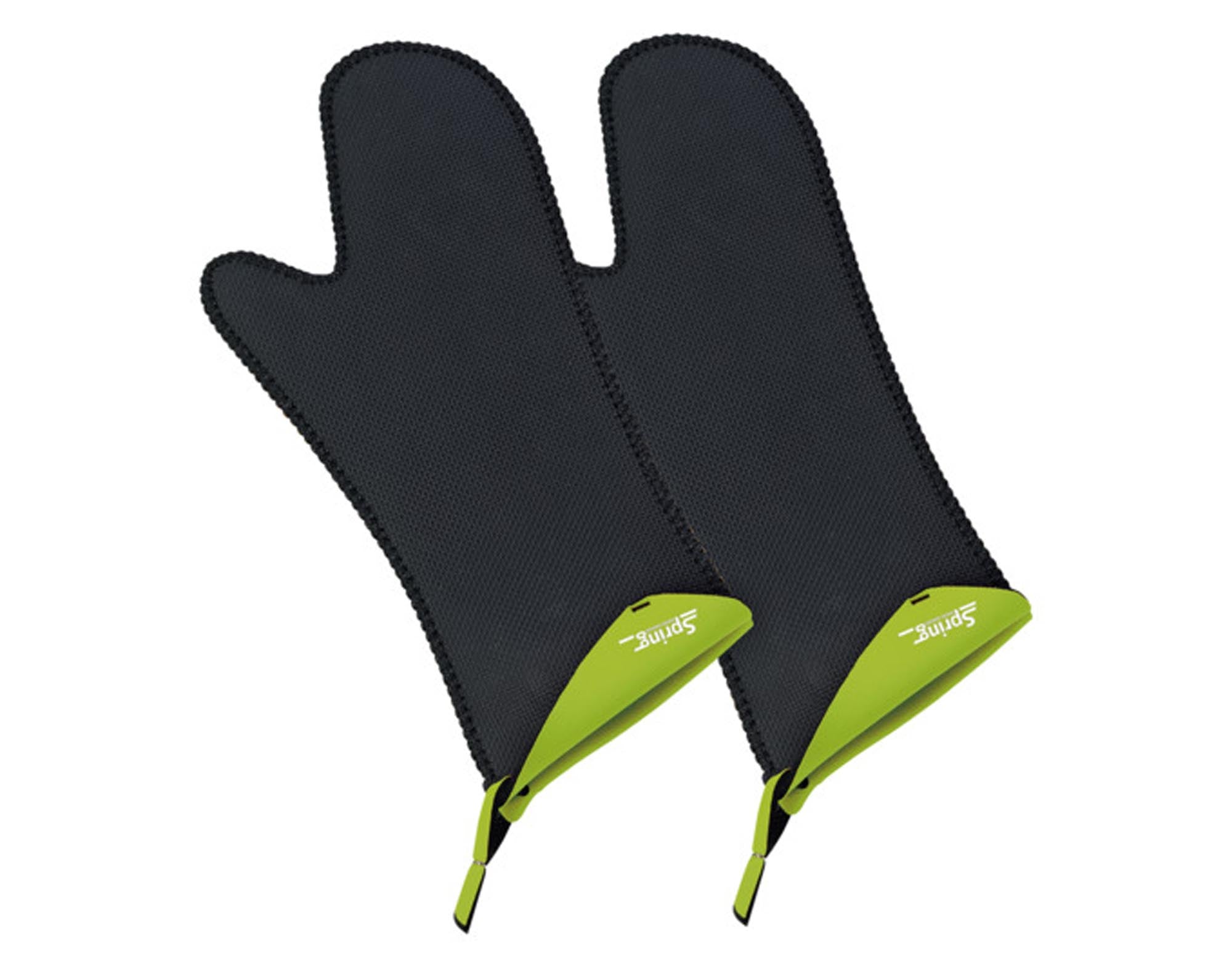 Lange, hitzebeständige Topfhandschuhe von SPRING: Schützen Hände und Unterarme, ergonomisch, rutschfest, bis 250°C, maschinenwaschbar.