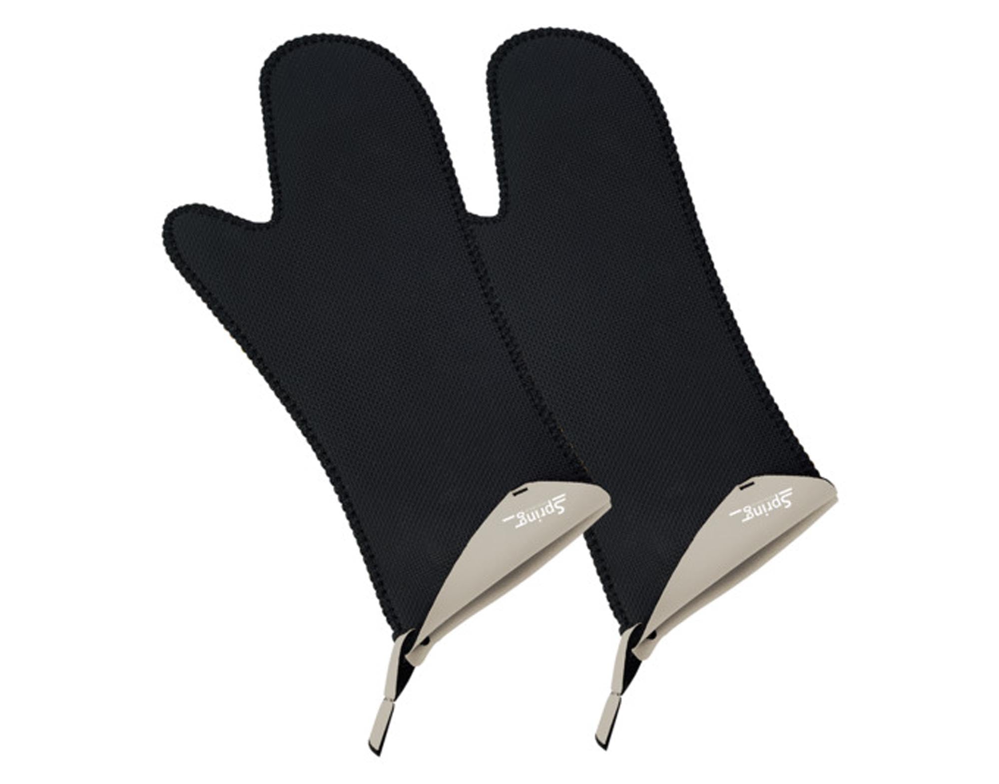 Lange, hitzebeständige Topfhandschuhe von SPRING: Schützen Hände und Unterarme, ergonomisch, rutschfest, bis 250°C, maschinenwaschbar.