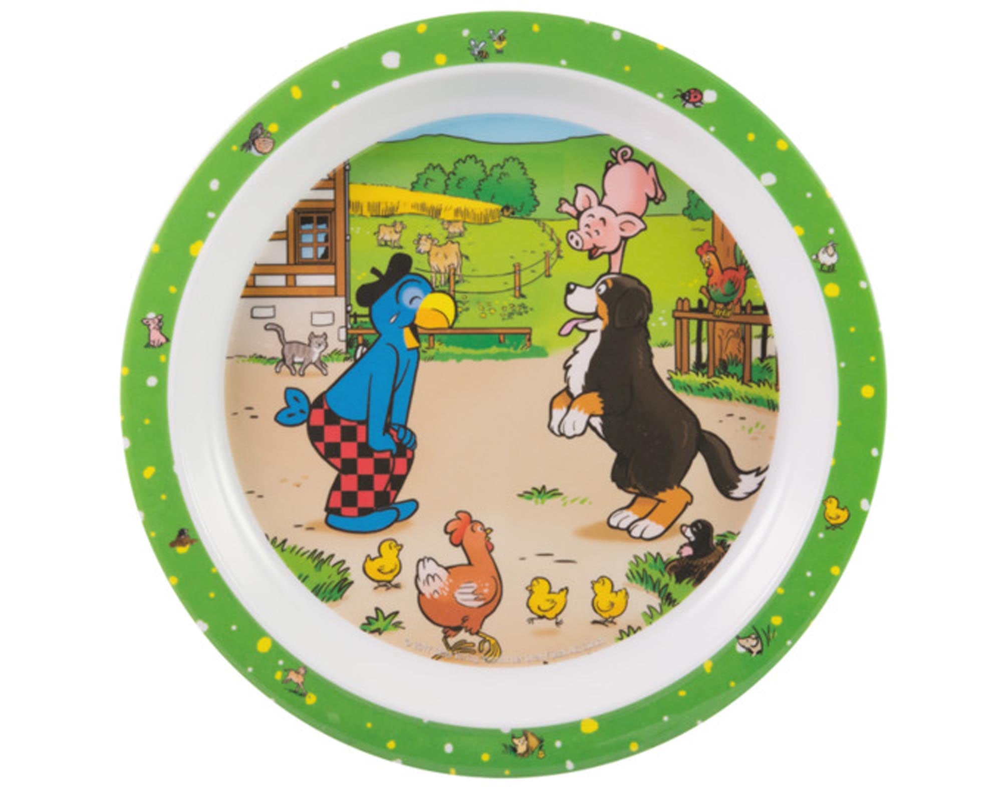 Entdecken Sie den bezaubernden BERNDORF Teller Globi auf dem Bauernhof (ø 21 cm) aus hochwertigem Porzellan – ideal für Kinder und Familien!