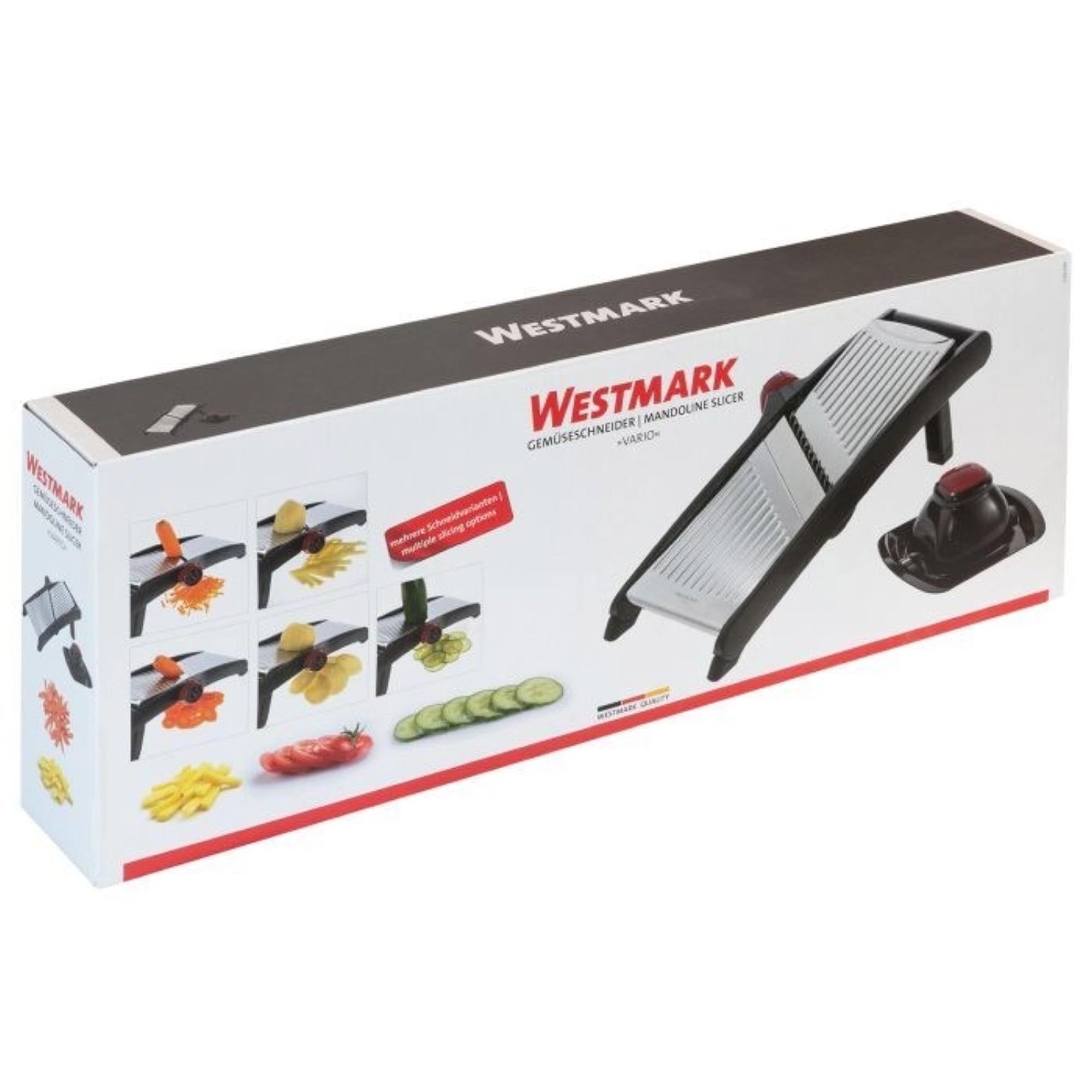 Der Westmark Gemüseschneider Vario (38x15.7x12.7cm) ist ideal für präzises Schneiden von Gemüse, ein unverzichtbares Küchenutensil.