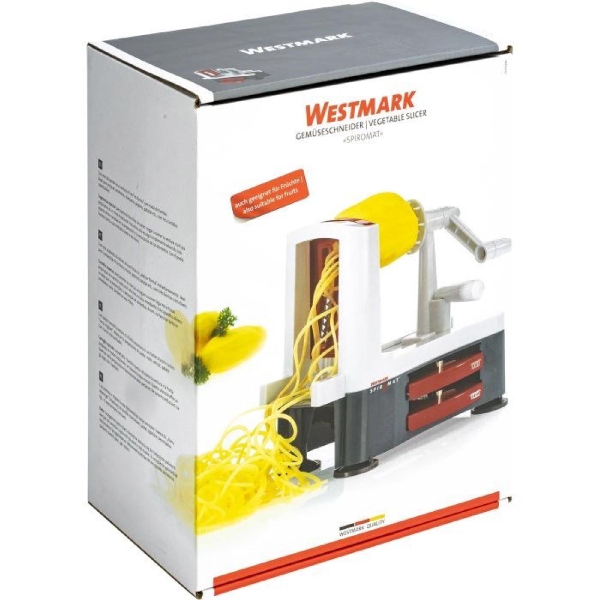 Der Westmark Spiromat Gemüseschneider (27x14x22cm) schneidet Gemüse kreativ und einfach, ideal für gesunde und vielseitige Gerichte.