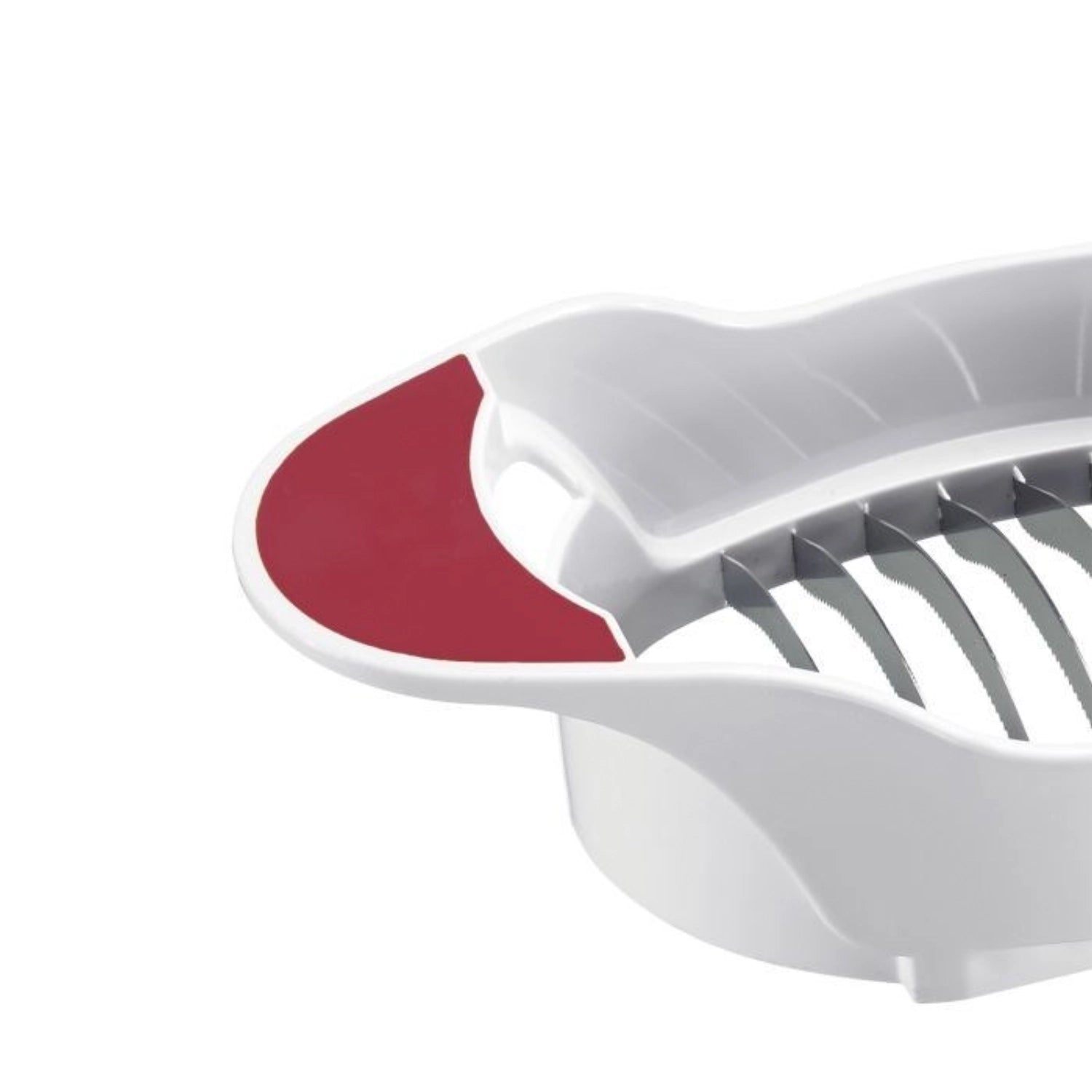 Effizienter Tomatenschneider von Westmark mit 8 gezahnten Klingen, ideal für präzise und gleichmäßige Scheiben von Tomaten und anderen weichen Lebensmitteln.