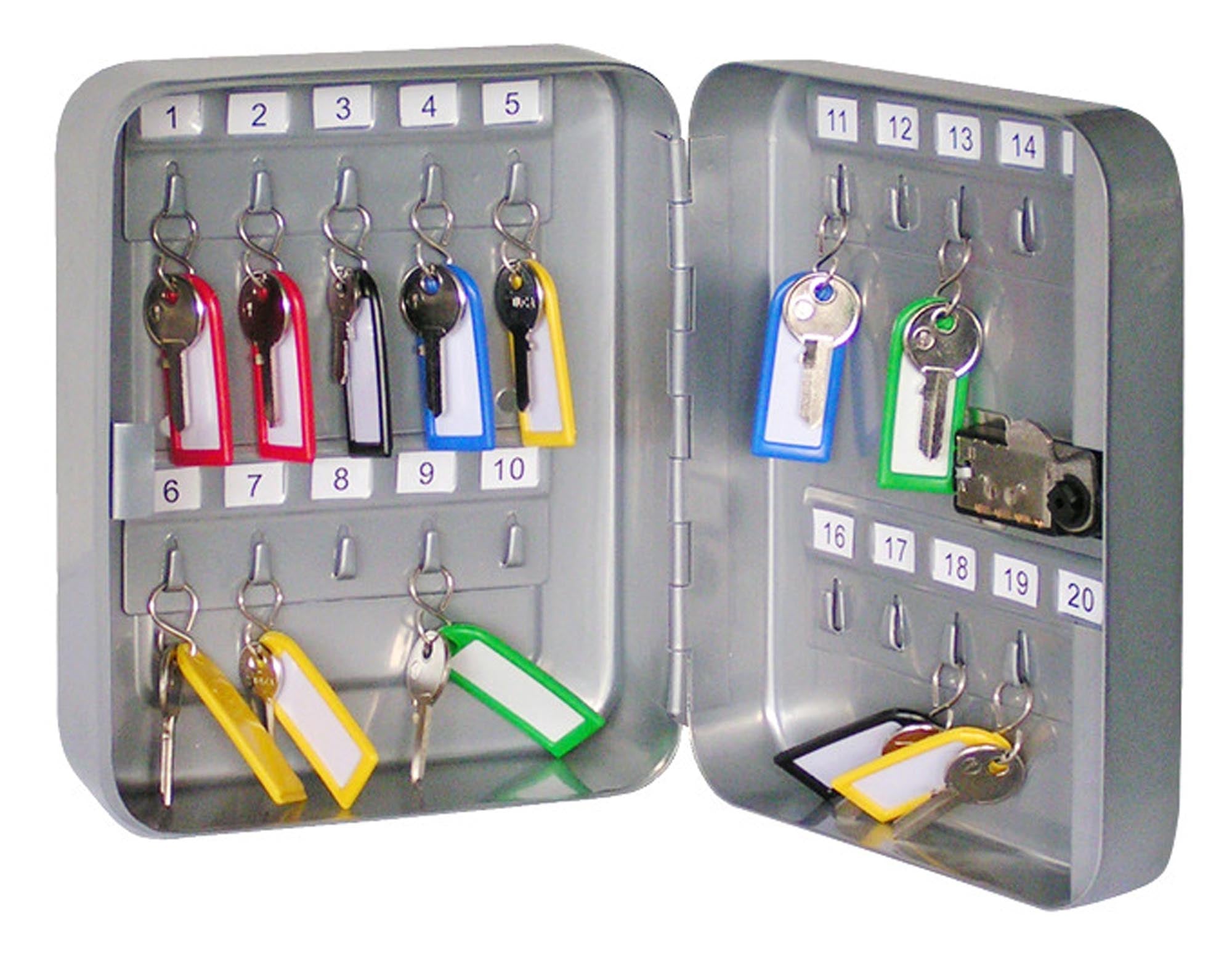 Robuster Schlüsselkasten VT-SK von RIEFFEL mit Zahlenschloss, 46 Haken, ideal für sichere Schlüsselaufbewahrung in Büros und Hotels.