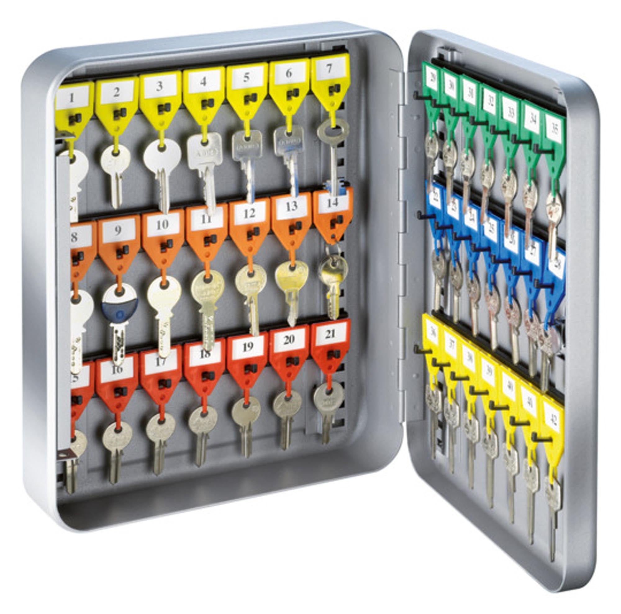 Schlüsselschrank KR-15 von RIEFFEL: Robuste Aufbewahrung für 42 Schlüssel, mit Türschloss, ideal für Büro und Zuhause. Jetzt sicher organisieren!