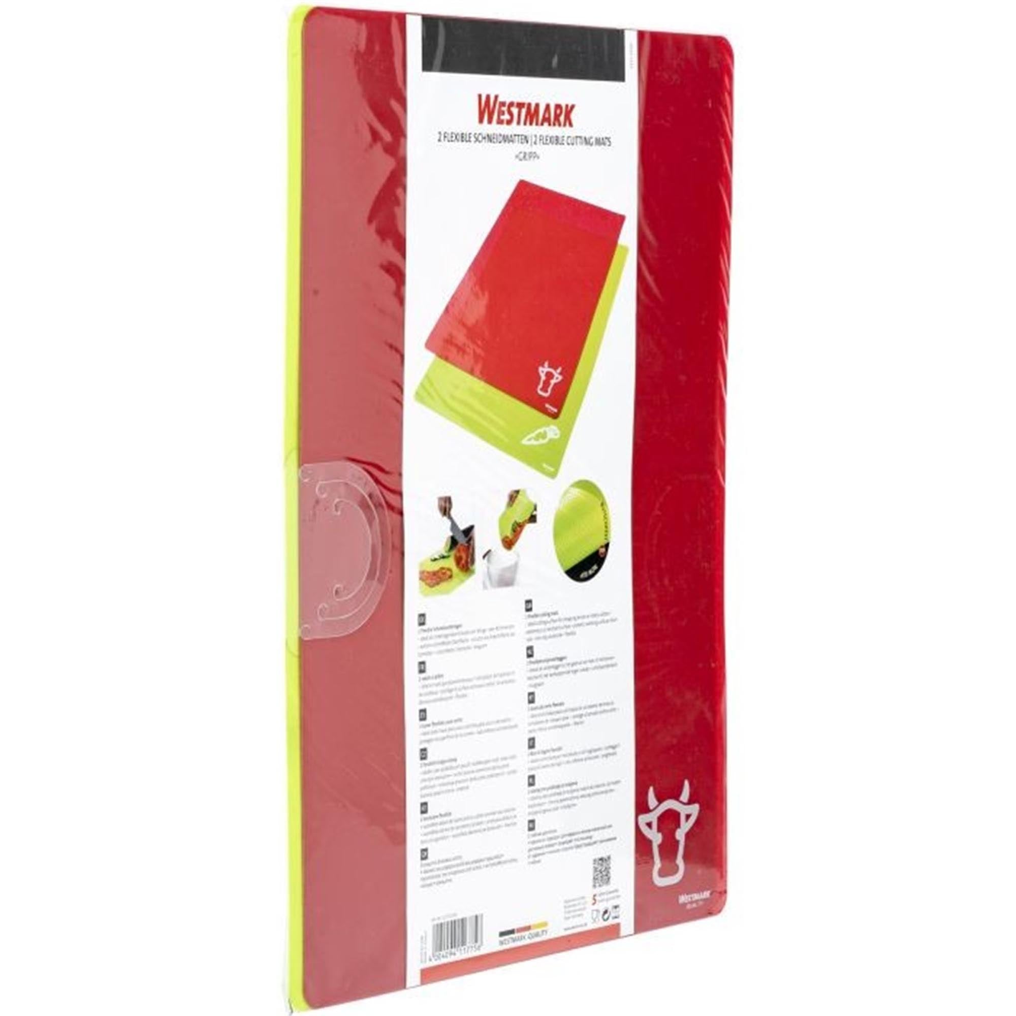 Praktisches 2-teiliges Set flexibler Schneidmatten von Westmark, ideal für präzises Schneiden und einfaches Handling in der Küche.