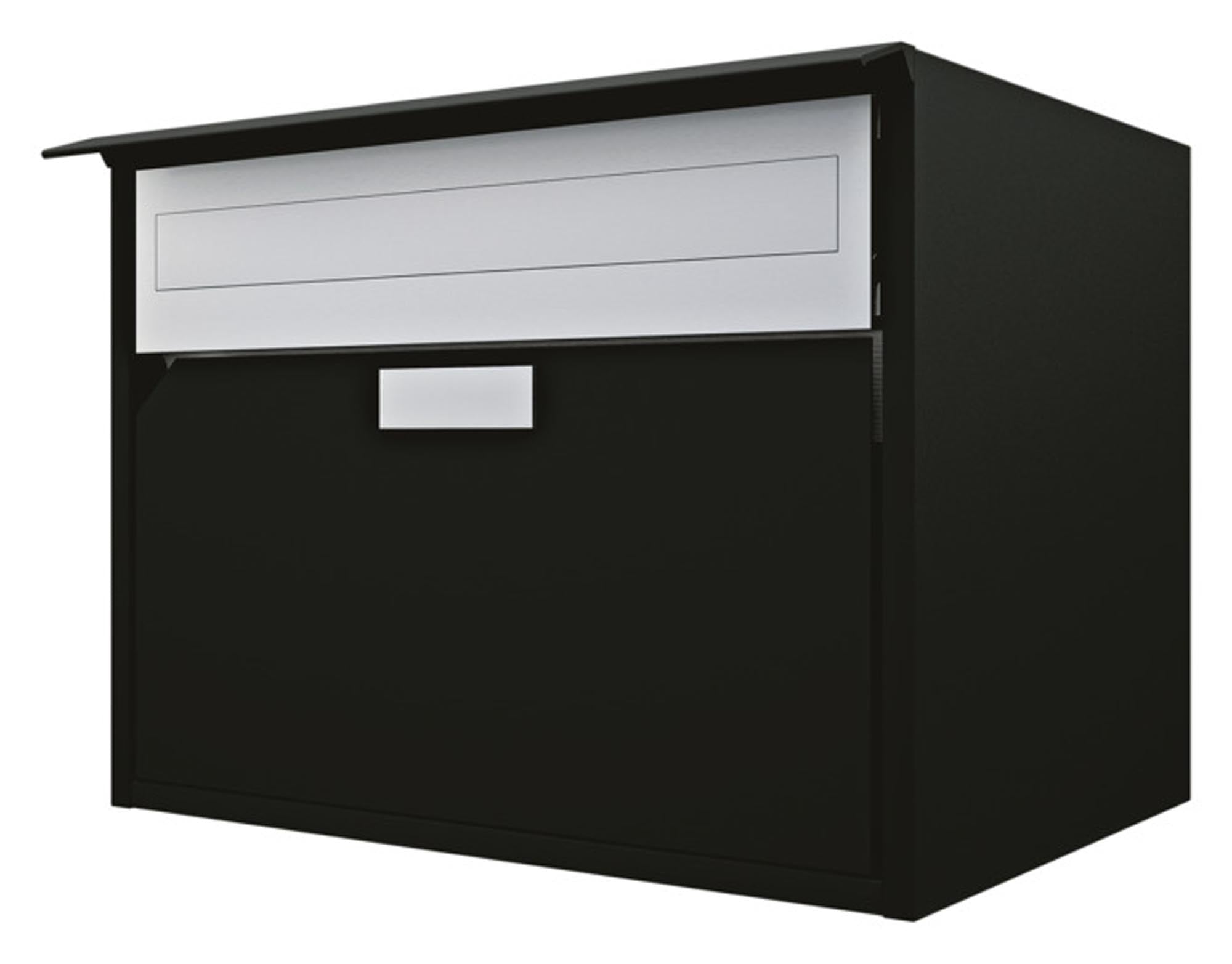 HUBER AG Briefkasten Alu 400 in schwarz: Hochwertiger, witterungsbeständiger Aluminium-Briefkasten mit Zeitungsfach, abschließbar und modernem Design.