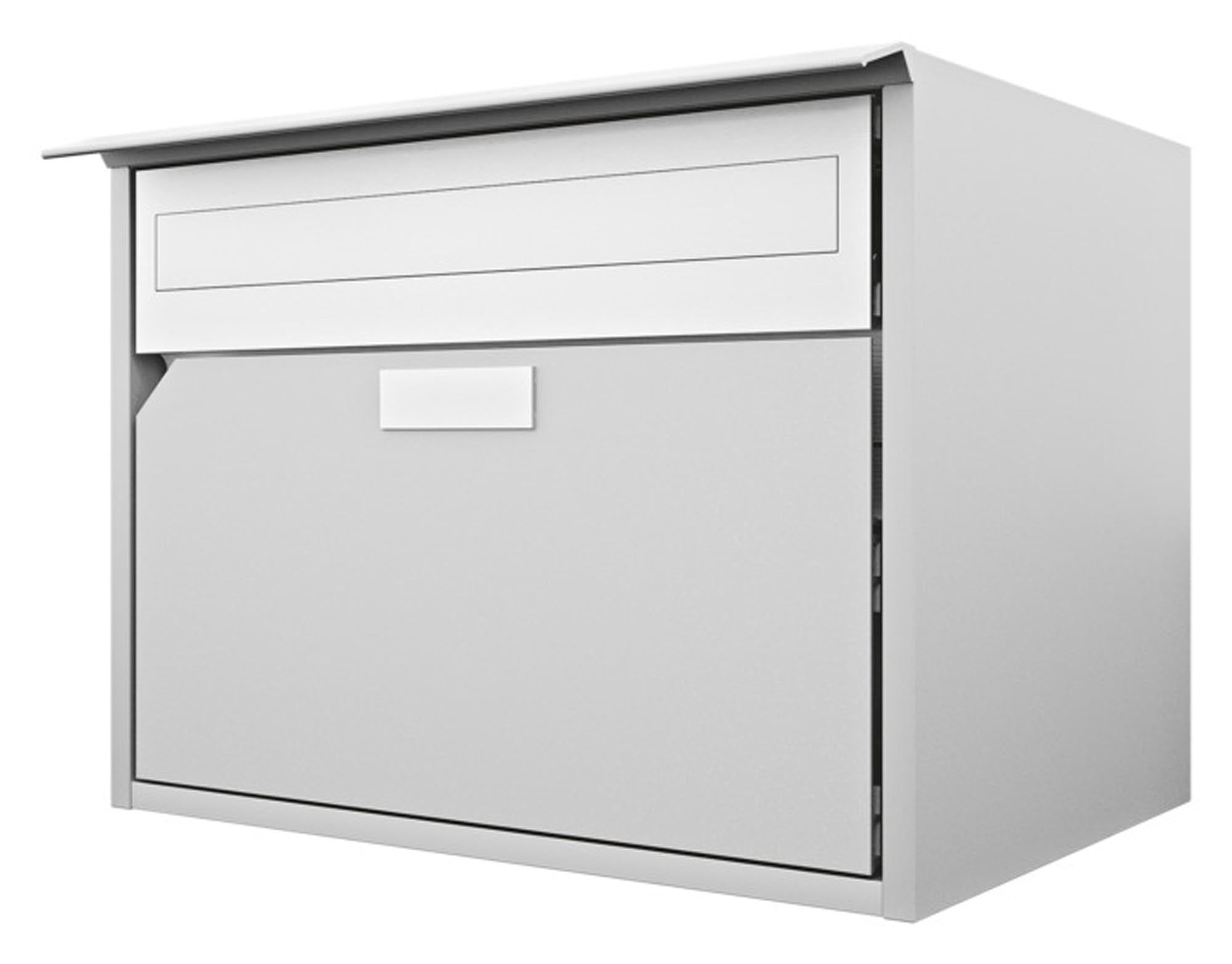 Eleganter Briefkasten Alu 400 von HUBER: Hochwertiges Aluminium, sicheres Design mit Zeitungsfach, ideal für jedes Zuhause.