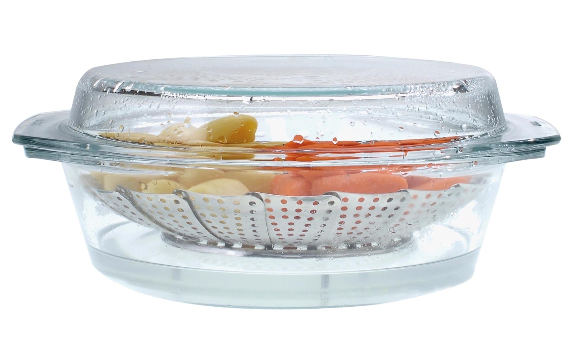 Praktischer Dünsteinsatz von Westmark, ausfaltbar für Töpfe 14-26 cm, ideal für gesundes Dampfgaren von Gemüse und mehr.