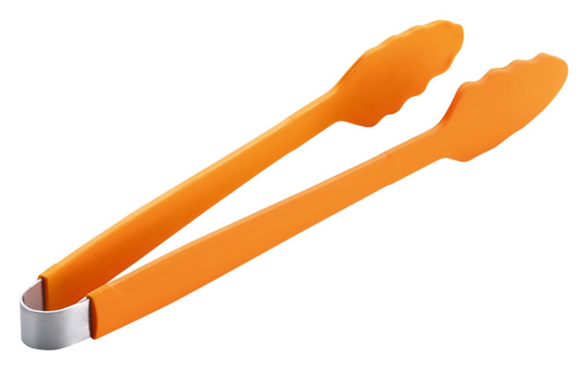 Hochwertige LOTUSGRILL Grillzange in mandarinorange, 33 cm lang, aus robustem Edelstahl, ideal für sicheres Grillen und leicht zu reinigen.