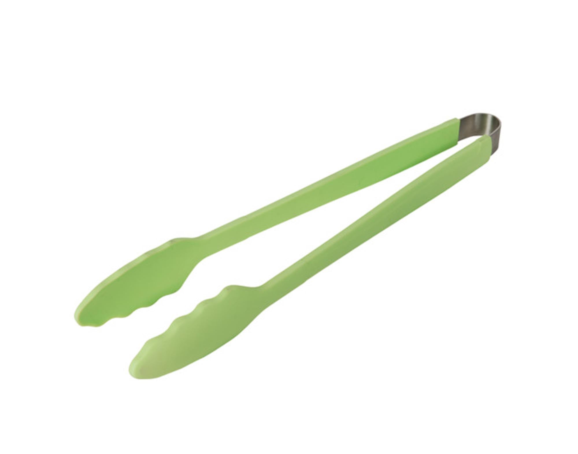 Hochwertige LOTUSGRILL Grillzange in limettengrün, 33 cm lang, aus robustem Edelstahl, ideal für sicheres Grillen und leicht zu reinigen.