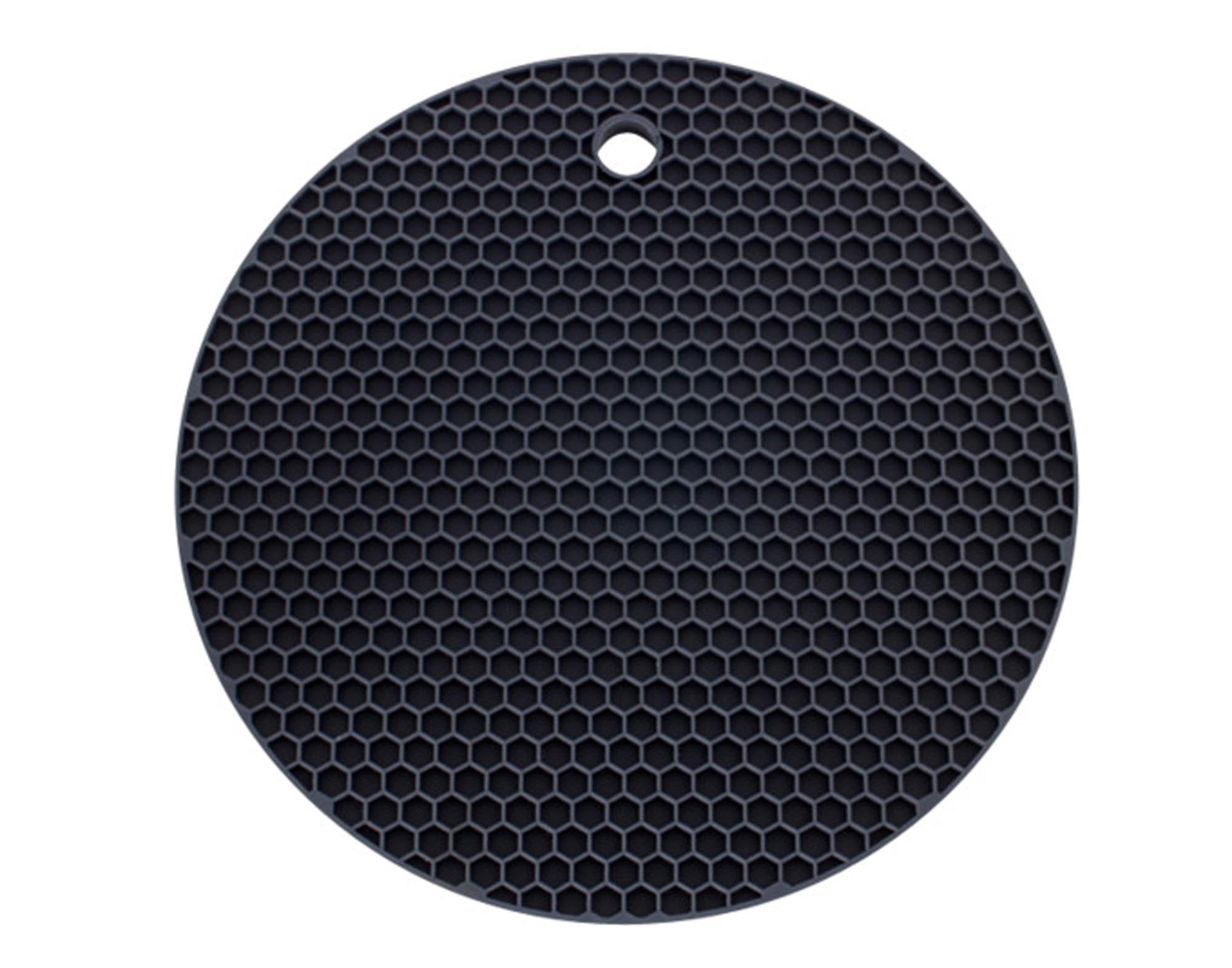 Entdecken Sie den runden LOTUSGRILL Topflappen in anthrazit – hitzebeständig, stilvoll und ideal für sicheres Kochen und Backen.