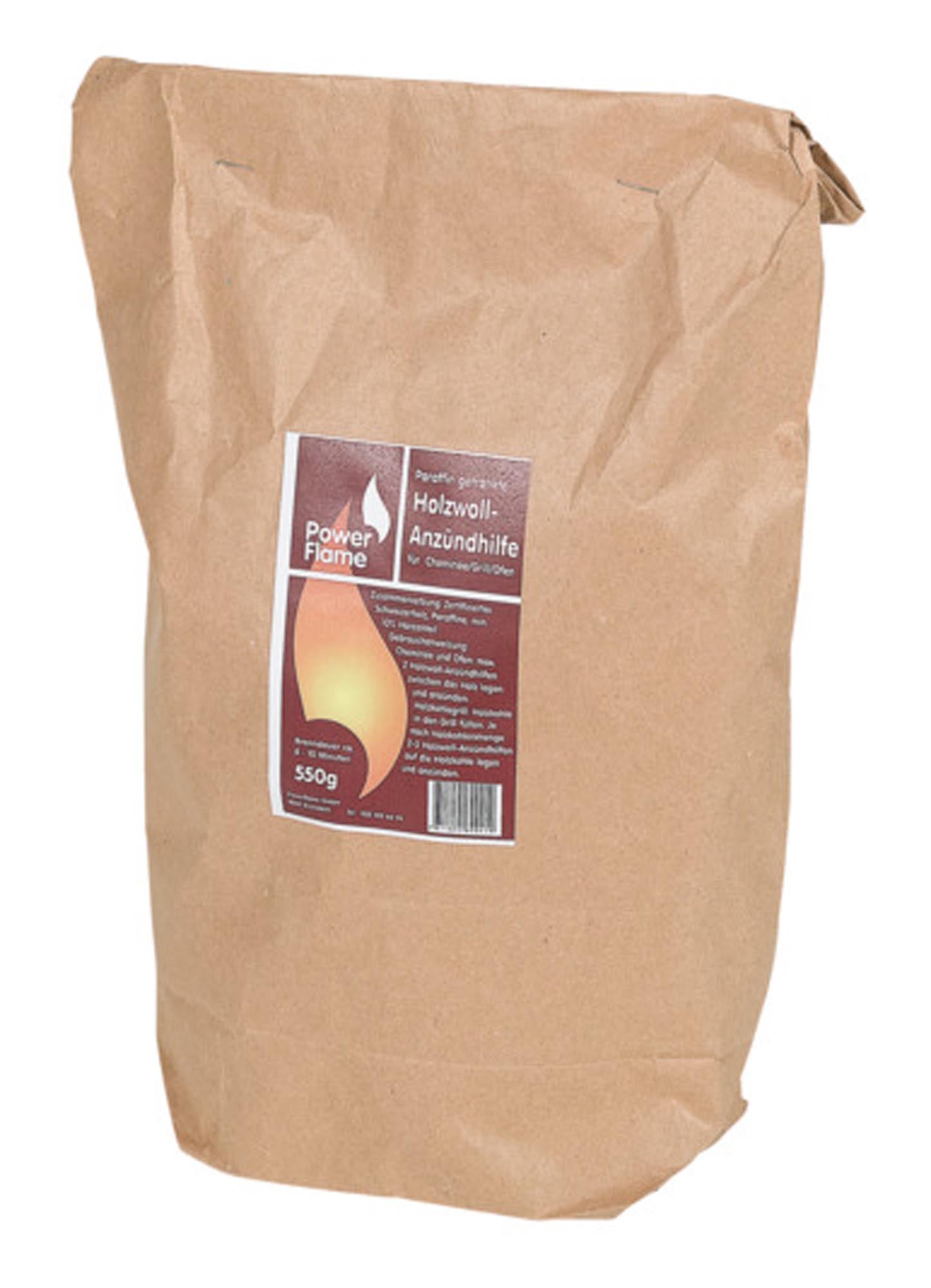 Entdecken Sie die POWERFLAME Holzwoll-Anzünder 550 g für schnelles, sicheres und umweltfreundliches Anzünden von Kamin, Grill und Ofen.