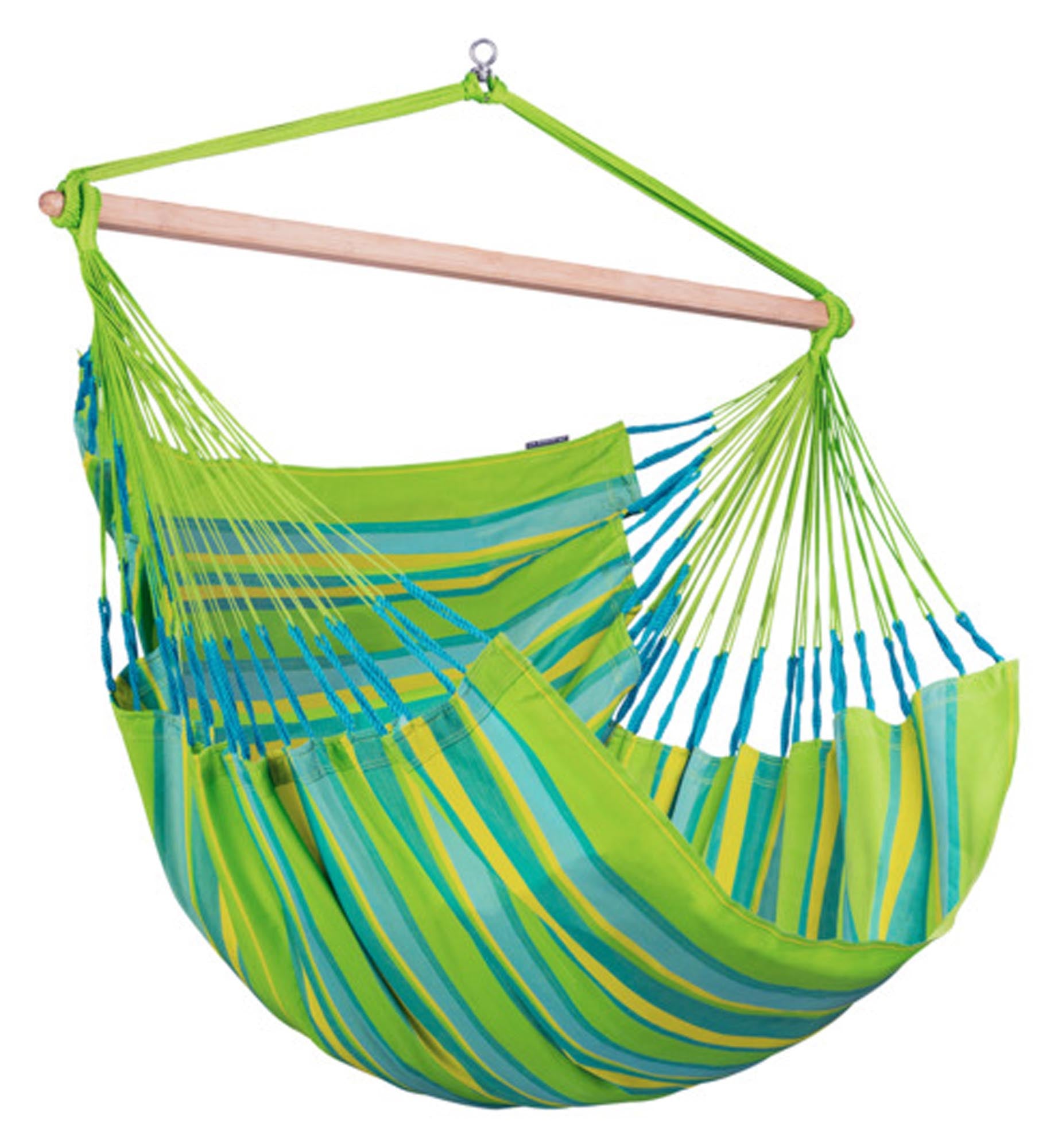 Entdecken Sie den LA SIESTA Hängestuhl Domingo in Lime (130x210 cm) – ideal für drinnen und draußen, aus hochwertiger Baumwolle, bequem und stilvoll.