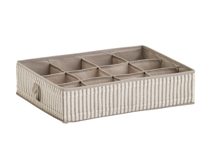 ZELLER Aufbewahrungsbox Vlies Stripes beige 12 Fächer 44x34x11 cm in präsentiert im Onlineshop von KAQTU Design AG. Haushaltshilfen ist von ZELLER PRESENT