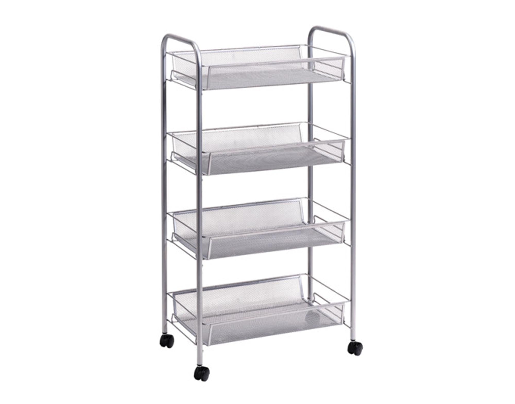Entdecken Sie den ZELLER Rollwagen mit 4 Ablagen aus Mesh Metall. Ideal für Küche und Haushalt, mobil und platzsparend. Perfekte Aufbewahrungslösung!