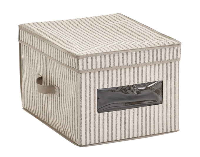 ZELLER Aufbewahrungsbox mit Deckel Vlies Stripes beige 30x39.5x25 cm in präsentiert im Onlineshop von KAQTU Design AG. Haushaltshilfen ist von ZELLER PRESENT