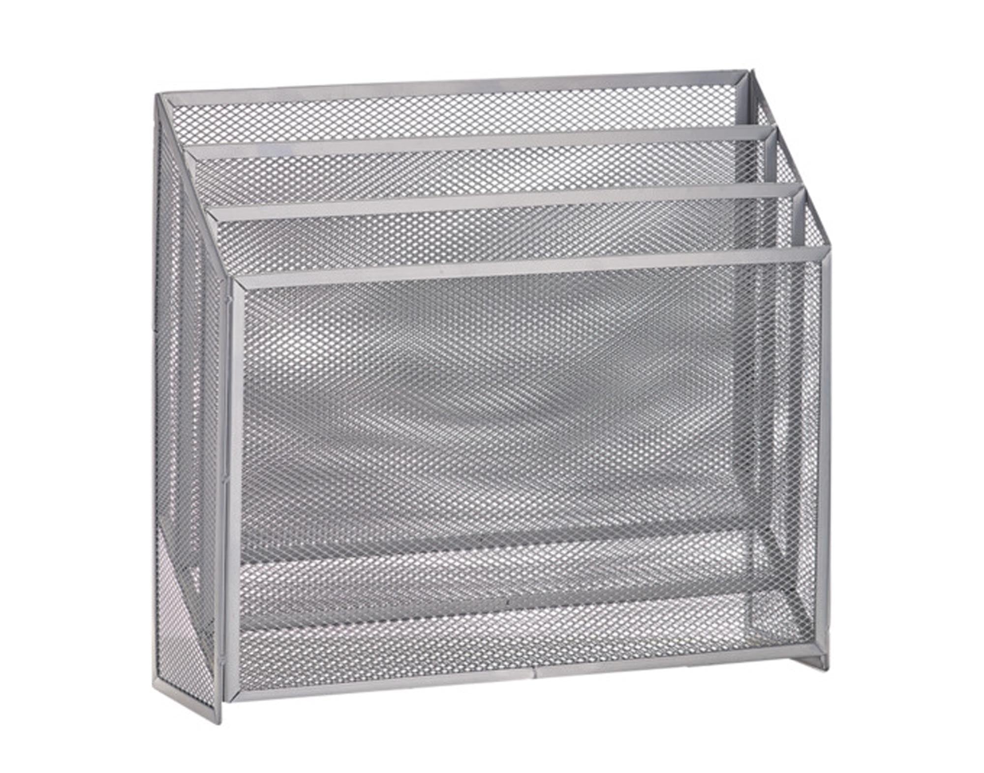 Eleganter ZELLER Zeitungsständer aus silbernem Mesh Metall (32x9x29.5 cm) für stilvolle Aufbewahrung von Zeitungen und Zeitschriften. Modernes Design, robuste Bauweise.