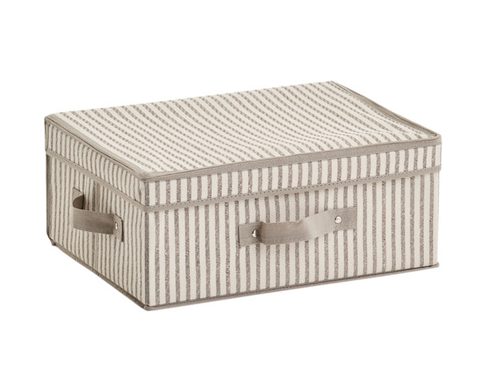 ZELLER Aufbewahrungsbox mit Deckel Vlies Stripes beige 61.5x38x16 cm in präsentiert im Onlineshop von KAQTU Design AG. Haushaltshilfen ist von ZELLER PRESENT