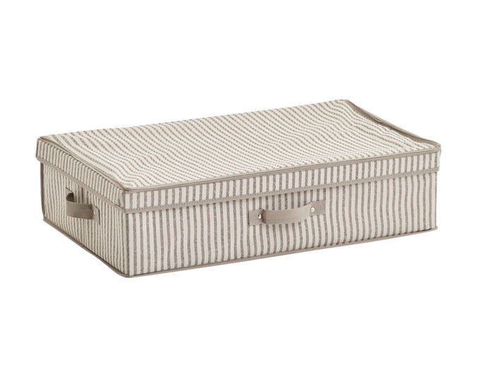 ZELLER Aufbewahrungsbox mit Deckel Vlies Stripes beige 61.5x38x16 cm in präsentiert im Onlineshop von KAQTU Design AG. Haushaltshilfen ist von ZELLER PRESENT