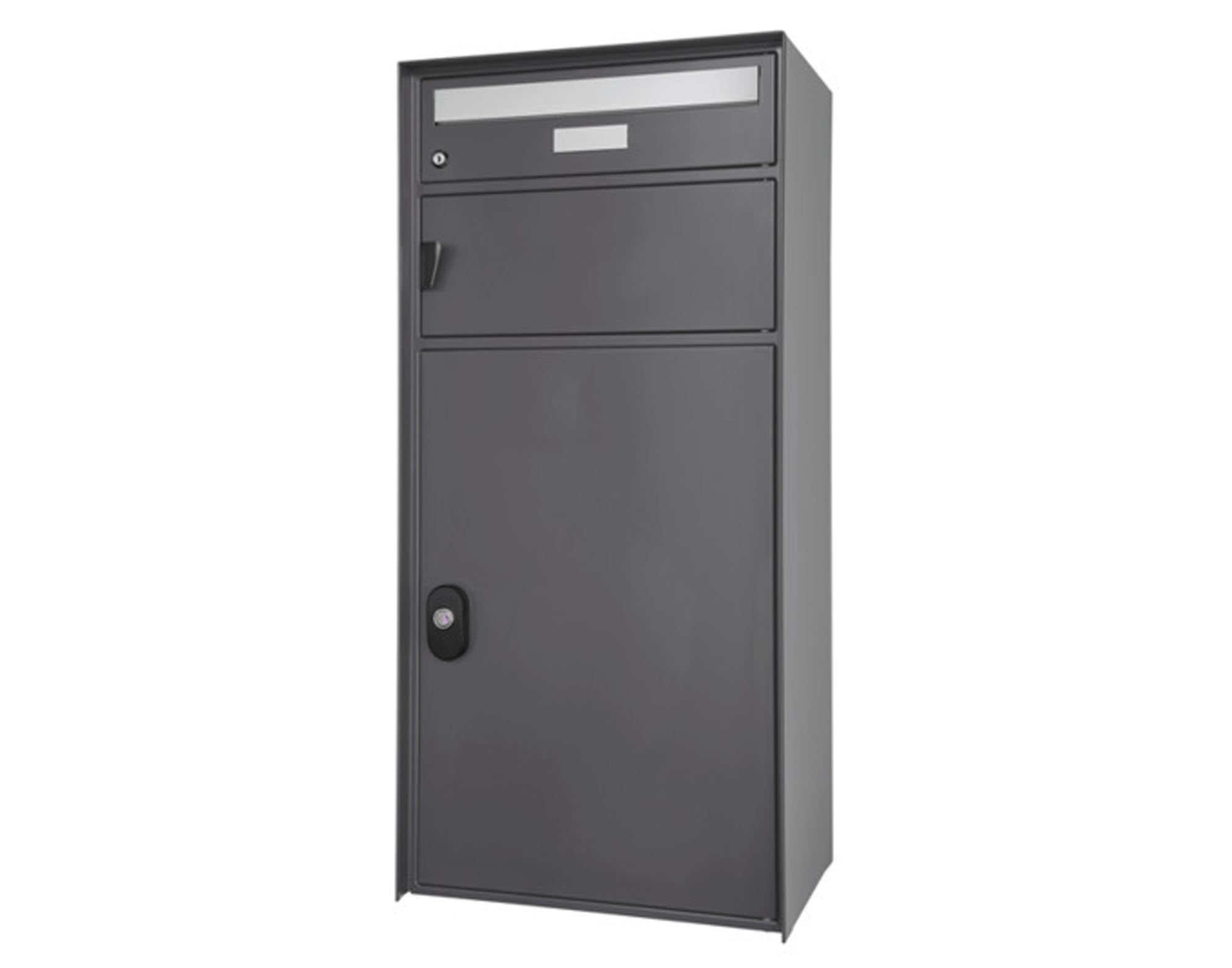 HUBER AG Briefkasten Davos aus Stahl, 415x913x303 mm, dunkelgrau metallic. Sicher, wetterfest und stilvoll für Ihr Zuhause. Ideal für Post und Pakete.