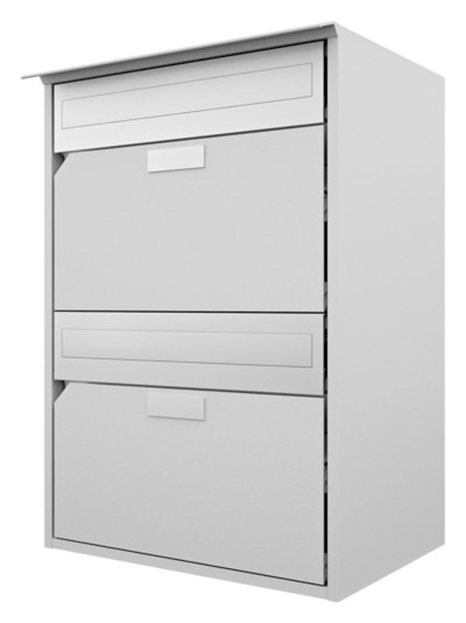 HUBER AG Briefkastenanlage Alu 400 in RAL 9006 weissaluminium: sicher, wetterfest, modern. Ideal für Zuhause und Büro. Einfache Montage!