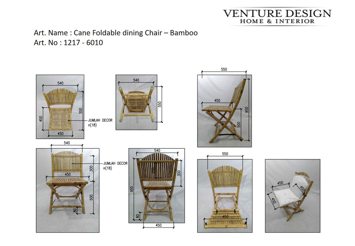 Cane Stuhl klappbar in Natur präsentiert im Onlineshop von KAQTU Design AG. Gartenstuhl ist von Venture Home