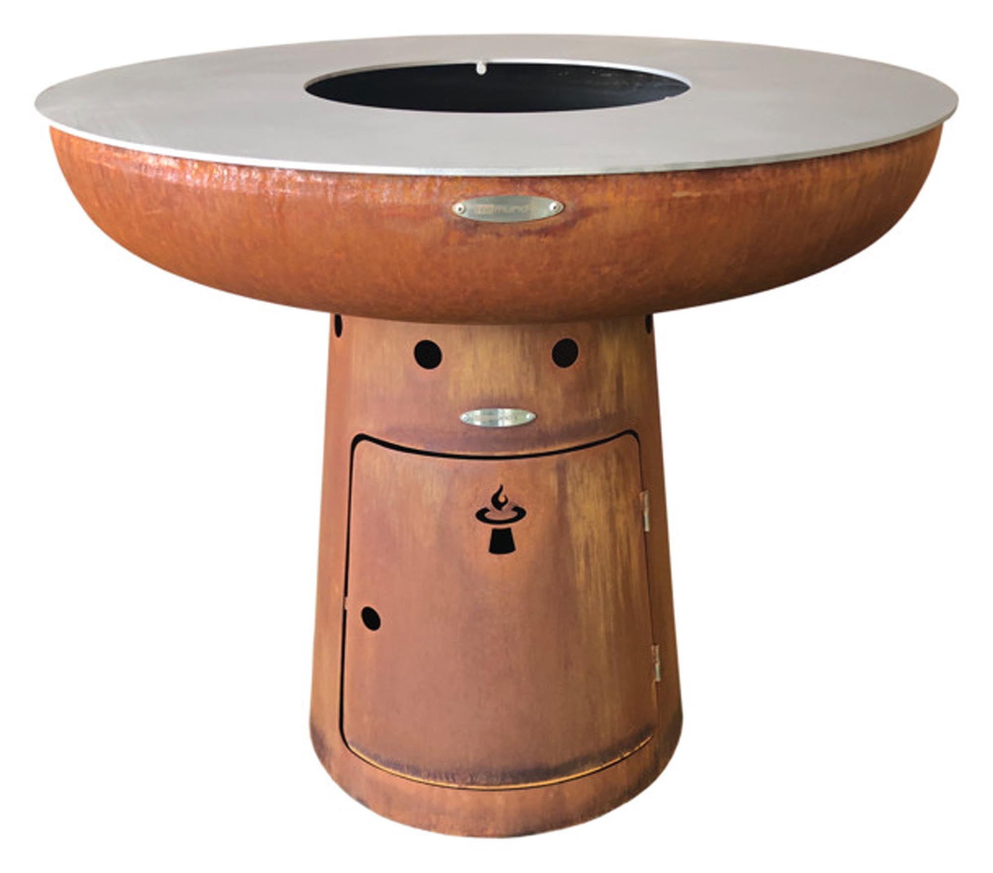 Die REMUNDI Feuerstelle Nero L 68cm: stilvolles Design, robuste Materialien, perfekte Wärmequelle für gemütliche Abende im Freien.