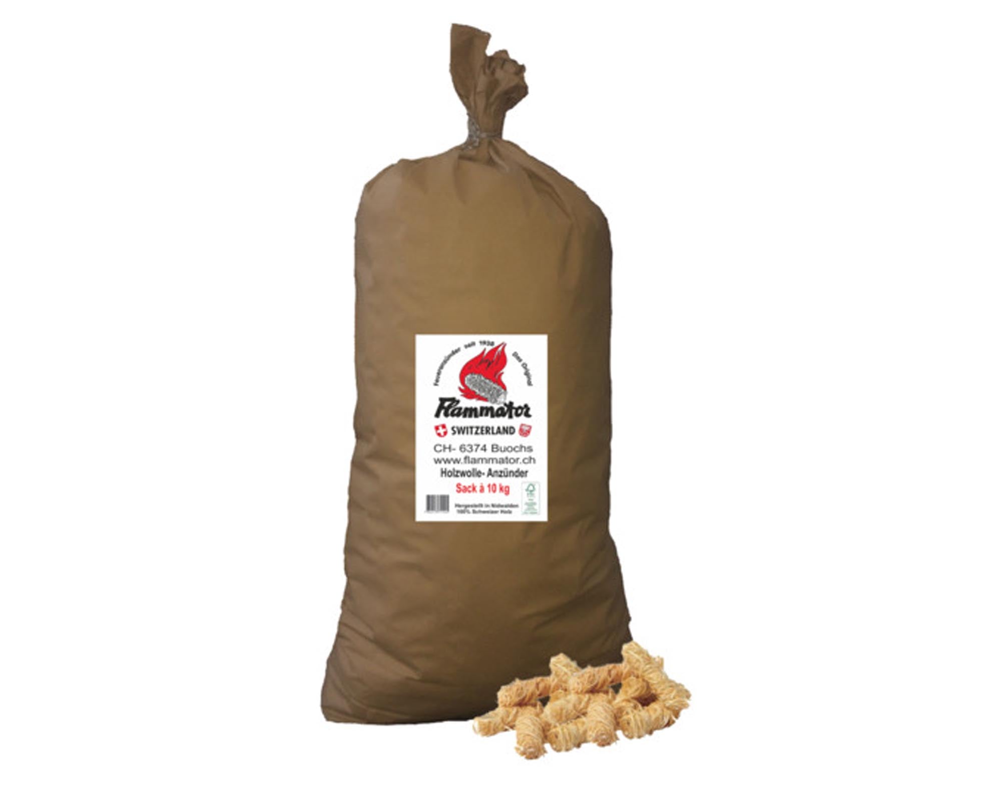 FLAMMATOR Feueranzünder 10 kg: Umweltfreundlicher Holzwolleanzünder für schnelles Anzünden von Grill, Kamin und Lagerfeuer. Ideal für Innen- und Außenbereich.