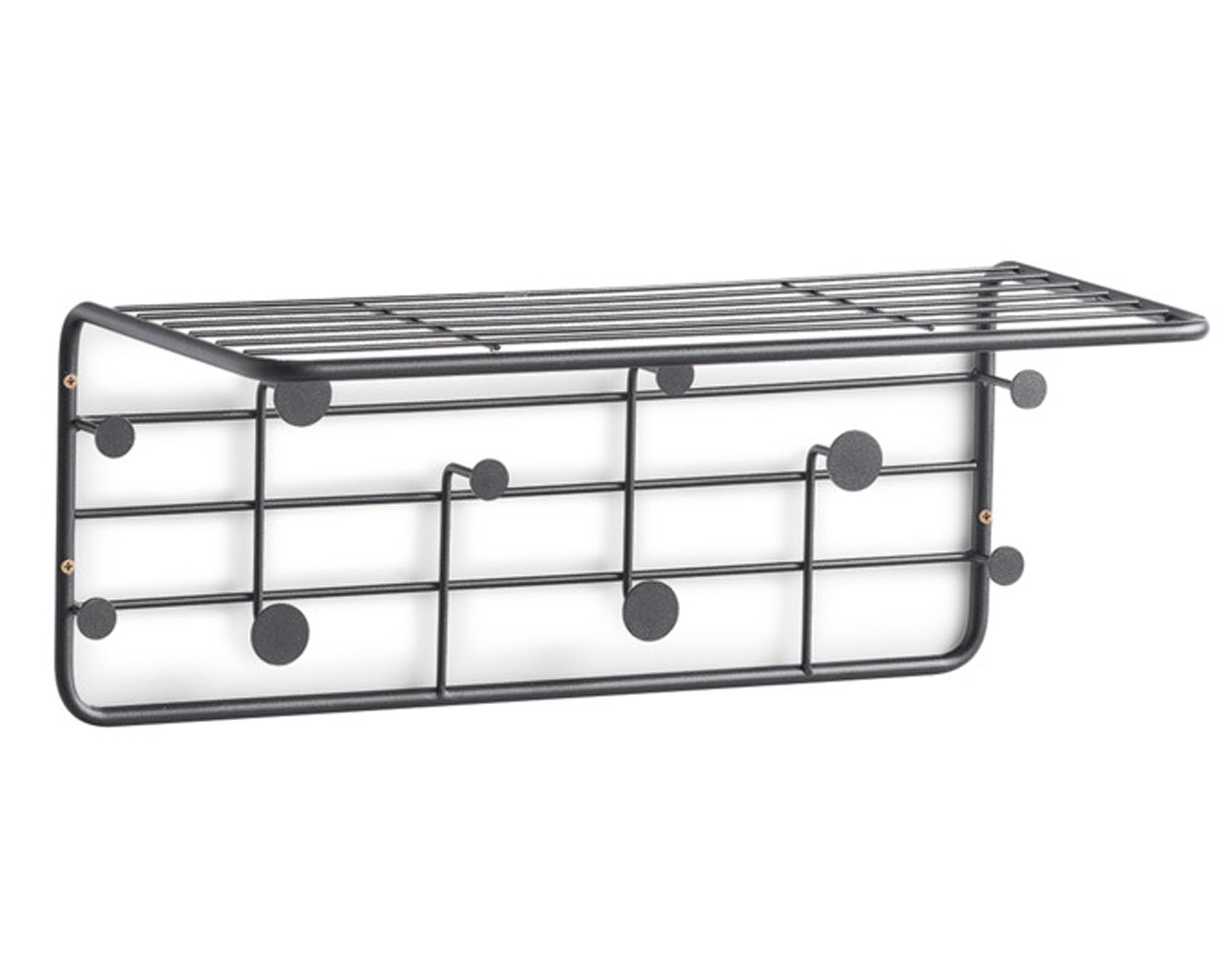 Entdecken Sie die ZELLER Wandgarderobe Metall in Schwarz (51.4x24x21 cm) – stilvolle Aufbewahrung für Jacken und Taschen, ideal für kleine Flure.