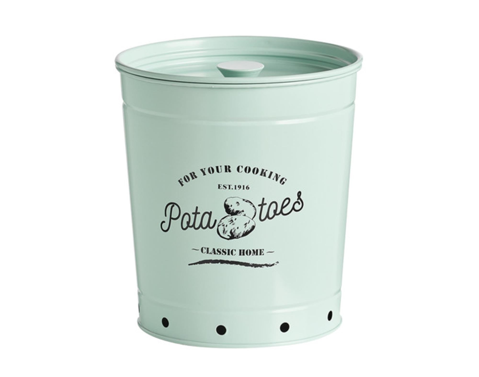 Der ZELLER Kartoffeltopf aus Metall in mint (ø 19,5x21,5 cm) ist ideal zur stilvollen Aufbewahrung von Kartoffeln. Langlebig, pflegeleicht und belüftet.