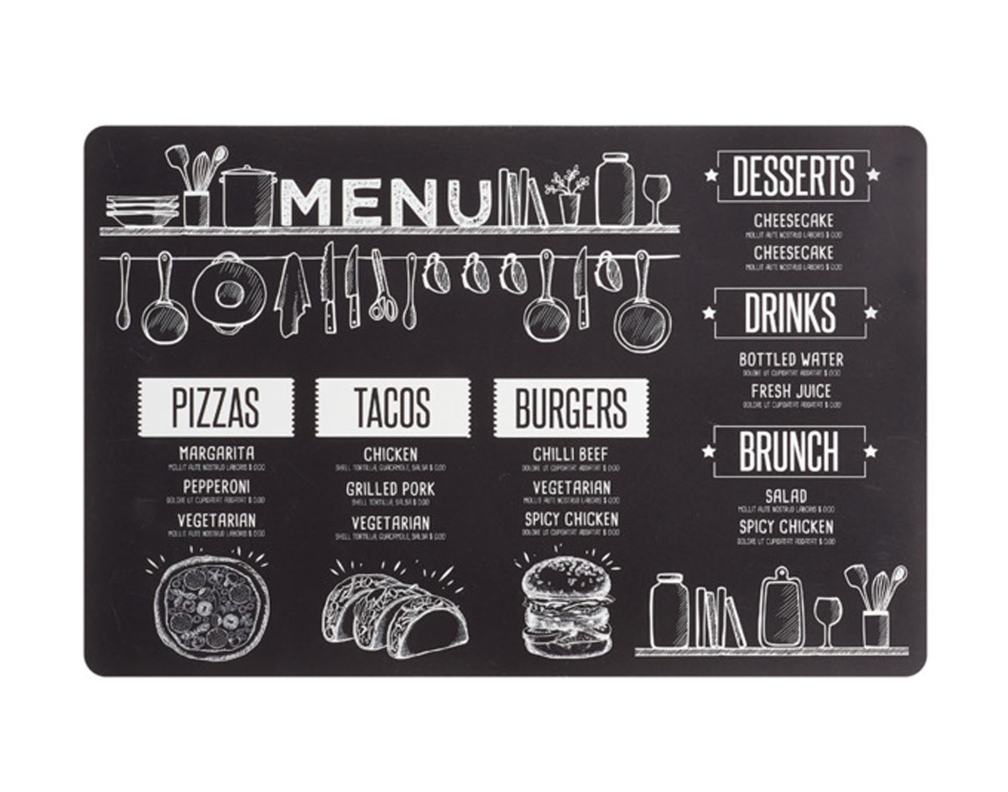 Entdecken Sie das elegante ZELLER Tischset Menu in Schwarz (43.5x28.5 cm) – schützend, rutschfest und umweltfreundlich für jeden Esstisch.