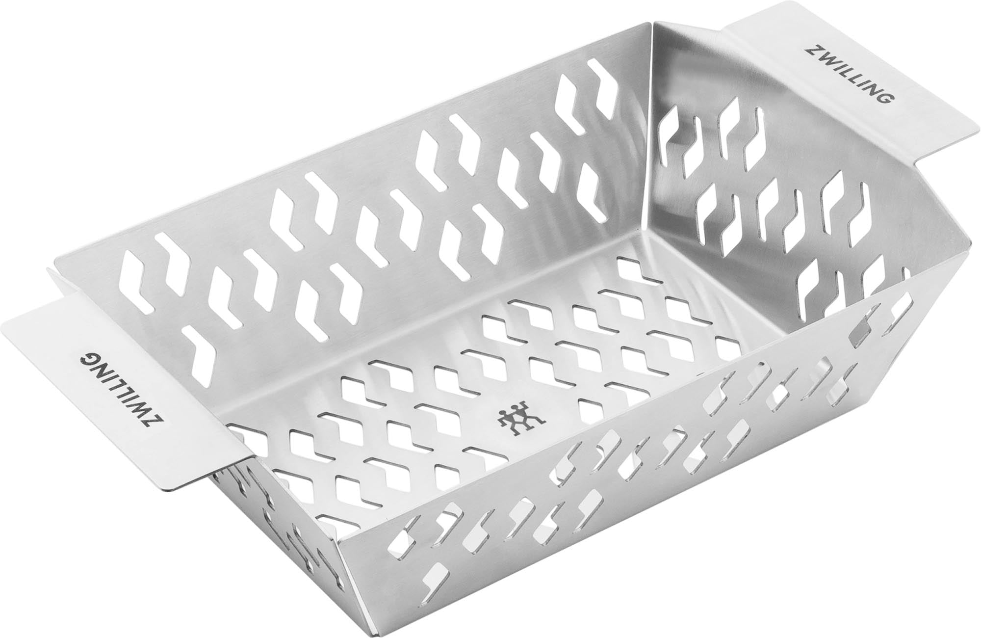 Hochwertiger Edelstahl-Grillkorb von Zwilling, ideal für Fisch & Gemüse. Zwei Grössen, ergonomische Griffe, stilvolles Design.