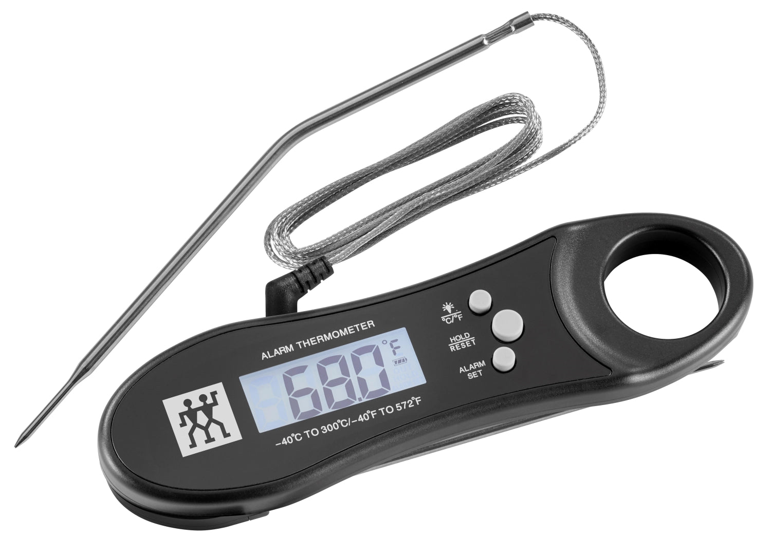Entdecken Sie das BBQ+ Digitales Thermometer von Zwilling Kitchen. Präzise Temperaturmessung, USB-C, Edelstahl, ideal für Grillliebhaber!