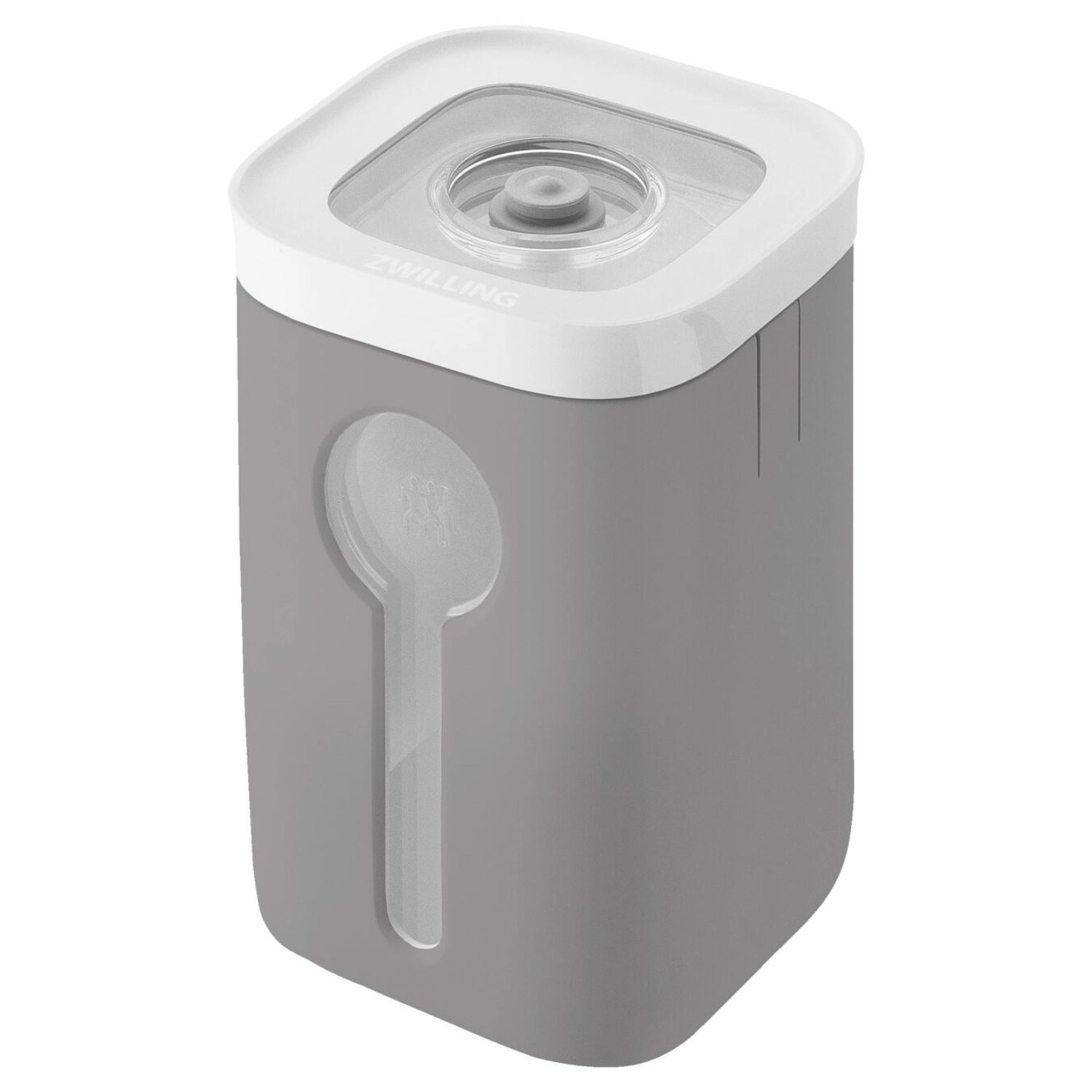 Stylische graue Vakuumbox Cube Cover 2S von Zwilling, perfekt zum Frischhalten und Lagern von Lebensmitteln in der Küche.