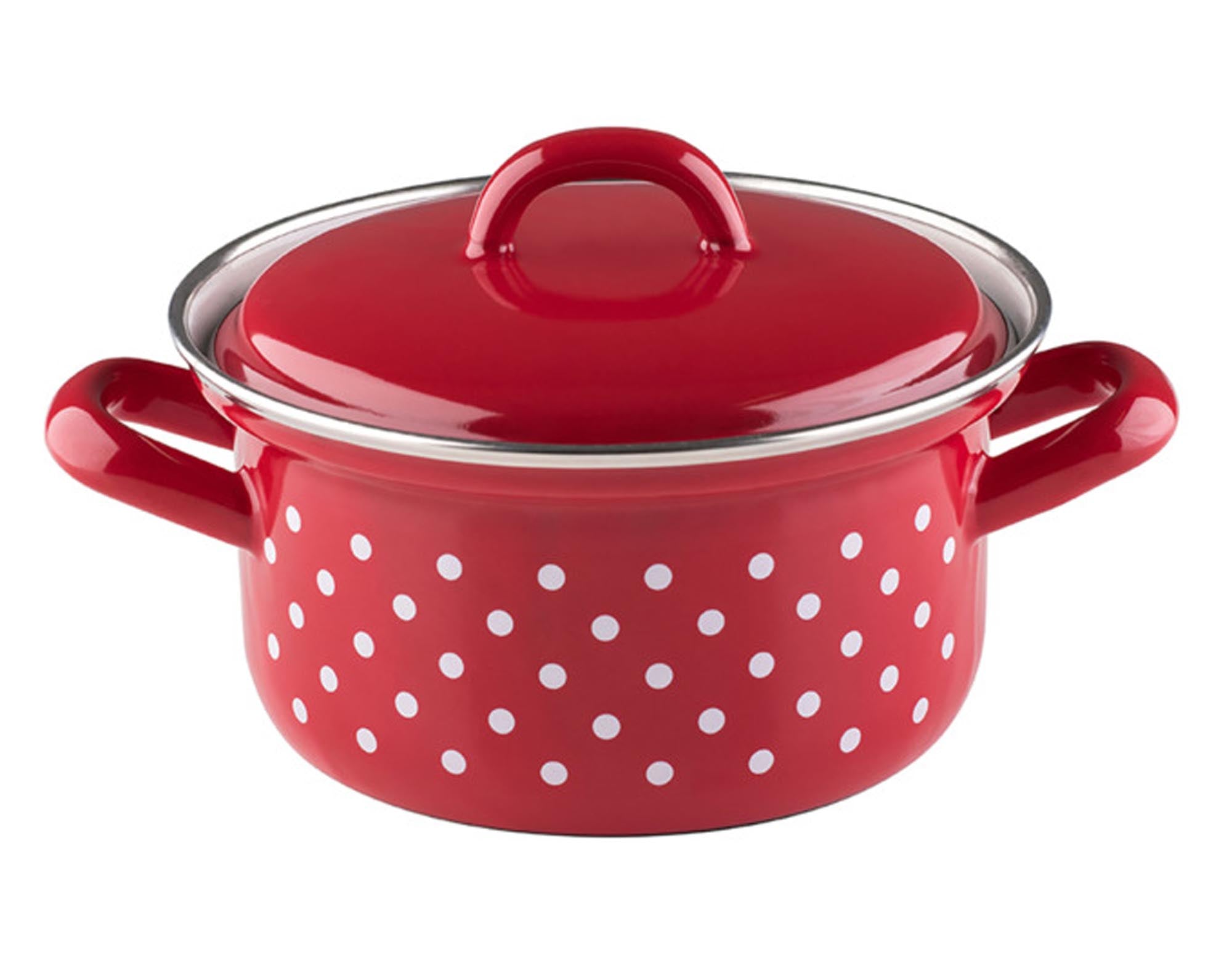 Hochwertiger RIESS Kochtopf ø 14 cm aus Emaille, ideal für kleine Portionen. Robust, kratzfest, für alle Herdarten inkl. Induktion.