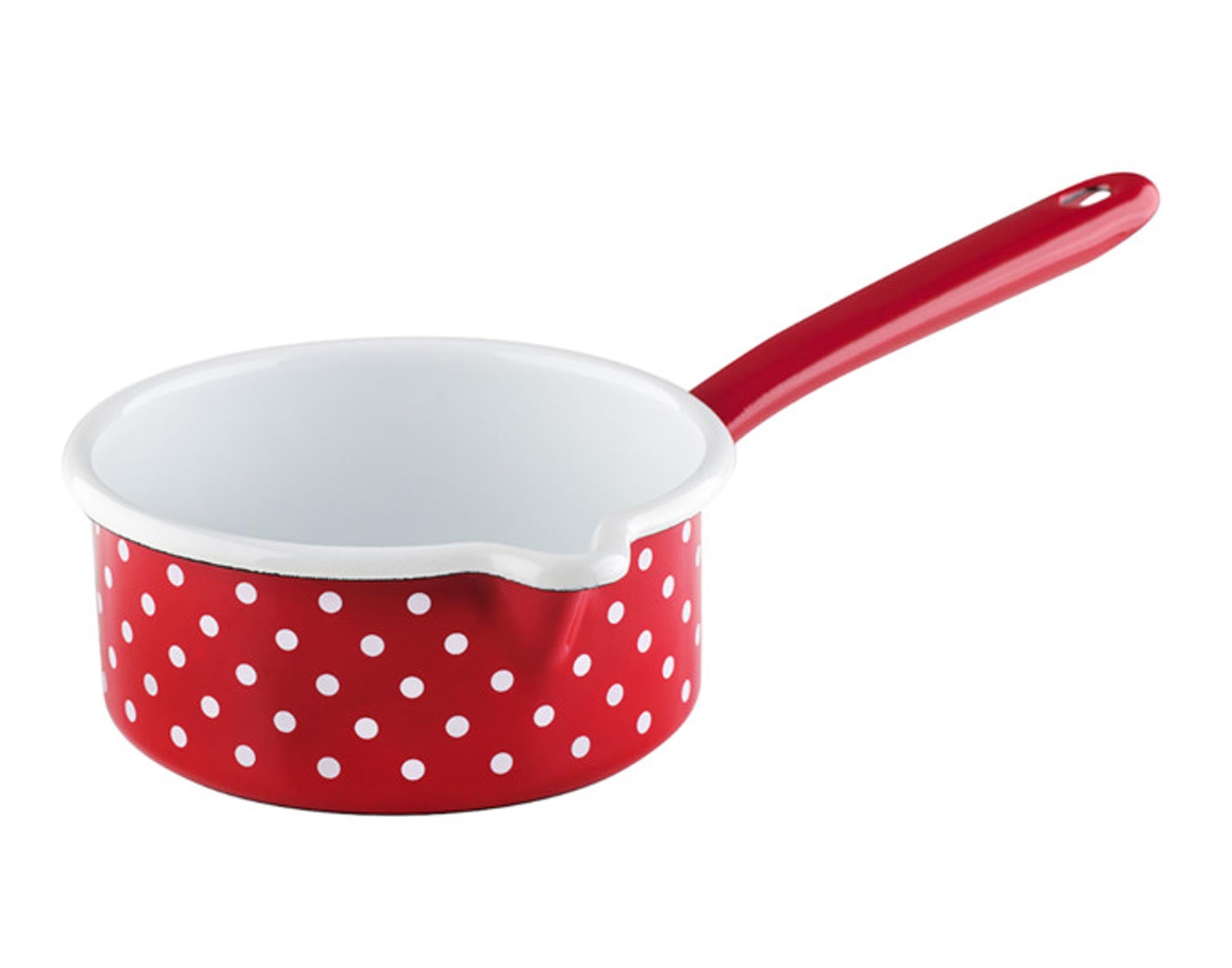 RIESS Stielkasserolle Pünktchen rot 0.75 l ø 14 cm in  präsentiert im Onlineshop von KAQTU Design AG. Topf ist von RIESS