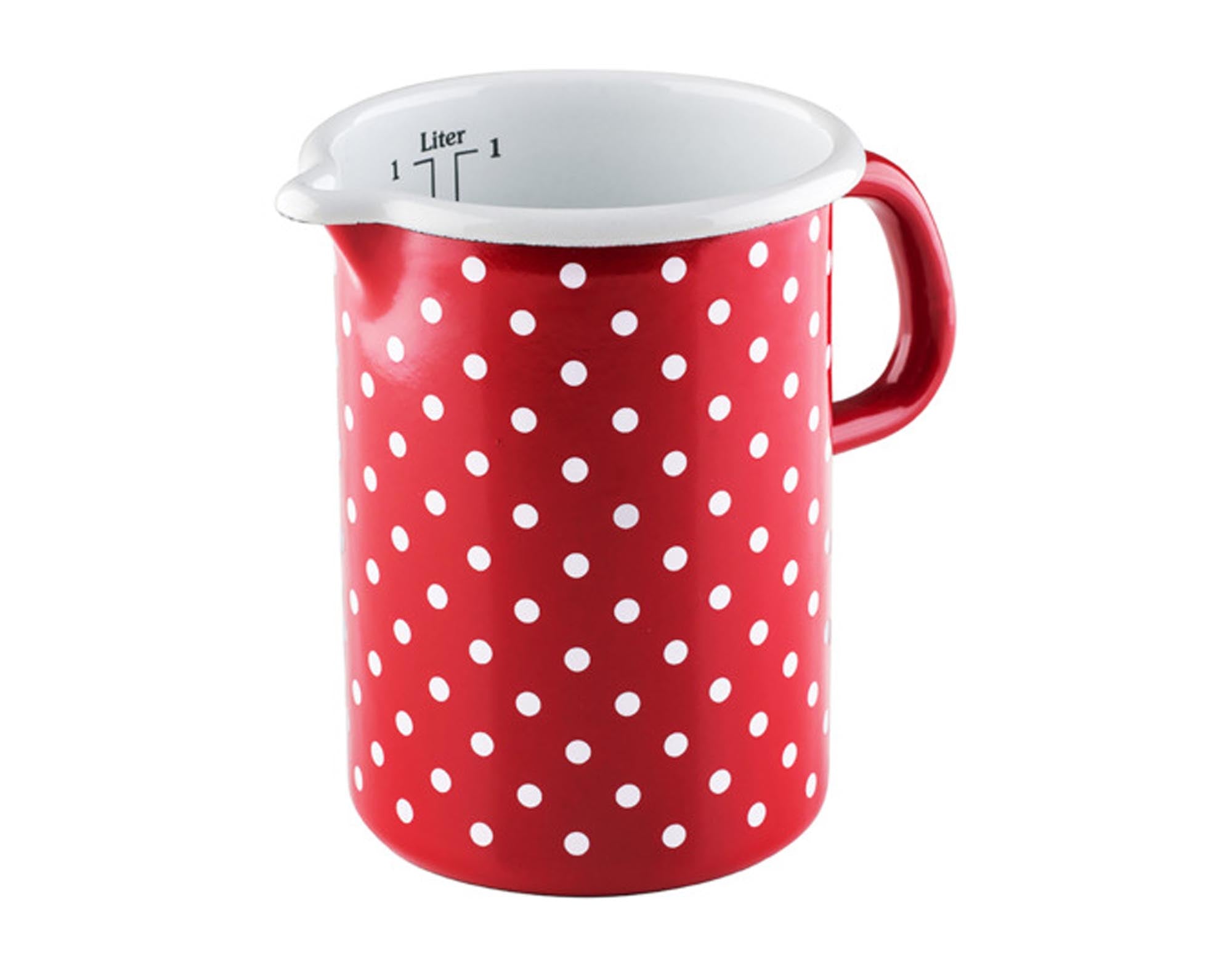 Entdecken Sie den RIESS Messbecher Pünktchen rot 1.0 l – stilvoll, langlebig und ideal zum Abmessen von Flüssigkeiten in Ihrer modernen Küche.