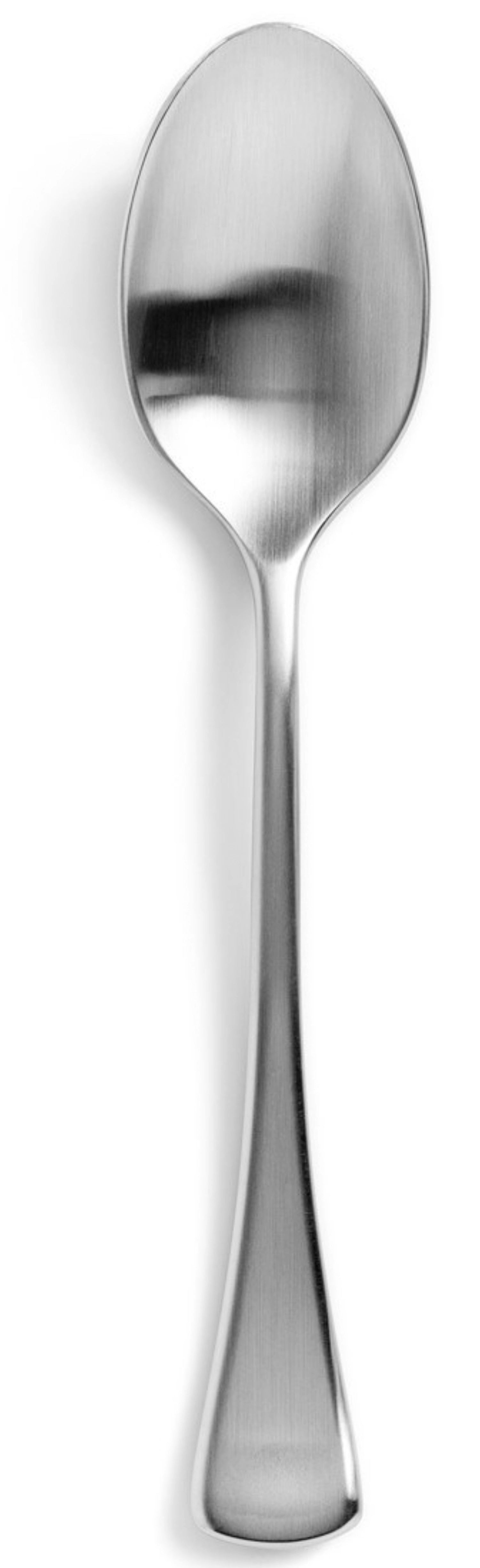 Eleganter Arles Dessertlöffel aus mattiertem Edelstahl von Revol. Ideal für Desserts, stilvolle Tischdekoration und täglichen Gebrauch.