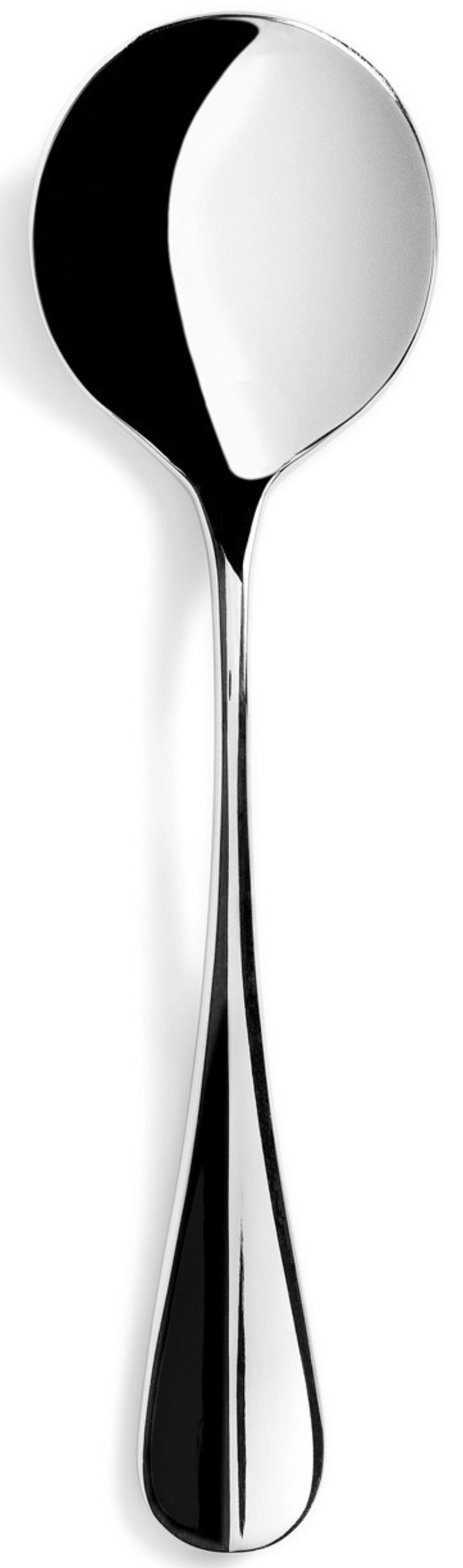 Eleganter Suppenlöffel aus glänzendem Edelstahl von Revol, ideal für Suppen und Cremesuppen, vereint zeitloses Design mit hoher Qualität.