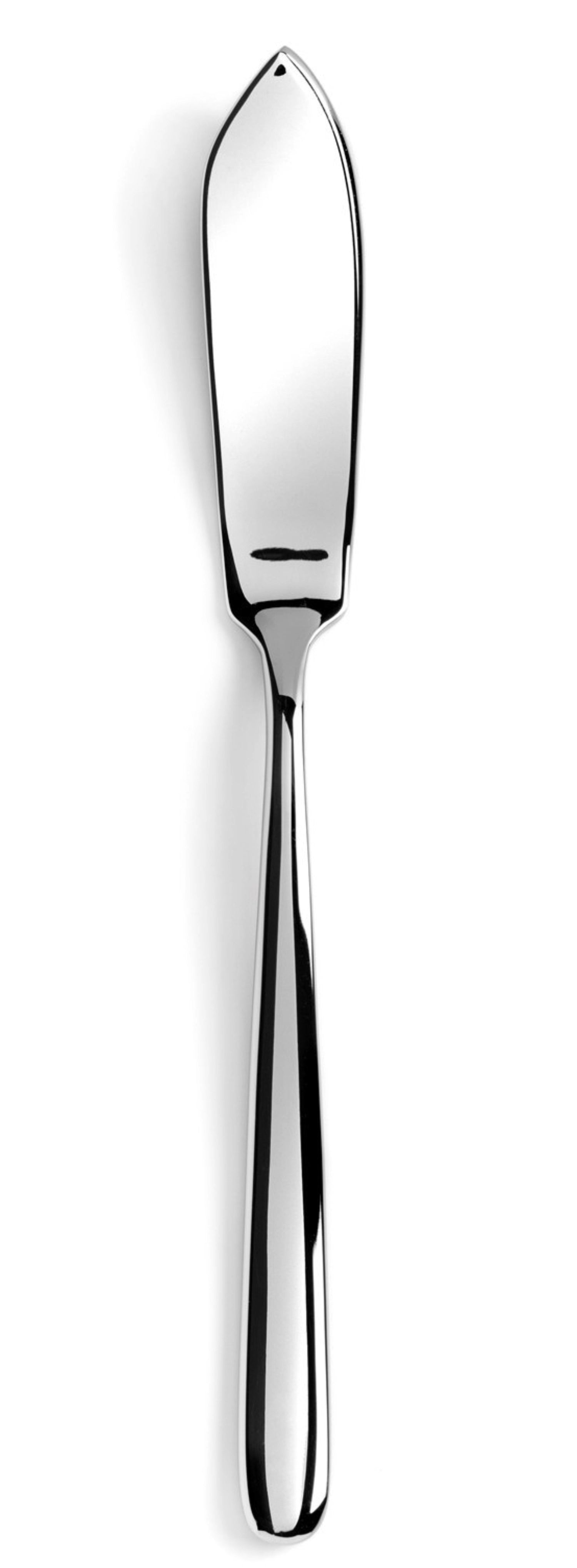 Entdecken Sie das elegante Courchevel Fischmesser von Revol aus glänzendem Edelstahl. Ideal für Fischgerichte, pflegeleicht und ergonomisch.