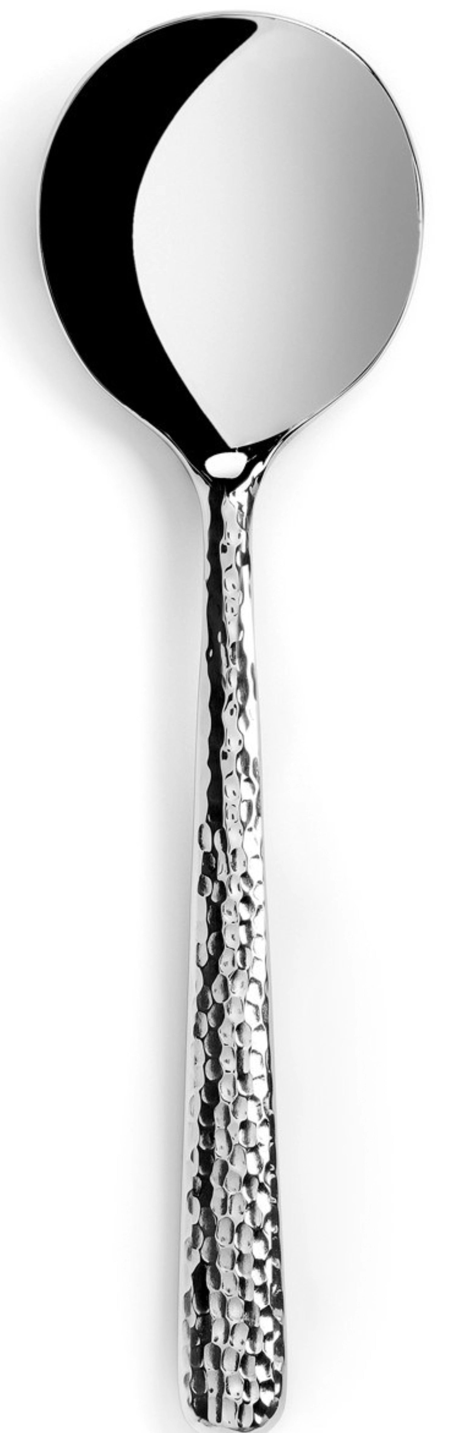 Eleganter Courchevel Suppen-/Creme-Löffel aus Edelstahl martele von Revol. Hochwertig, langlebig und stilvoll für Ihre Tischdekoration.