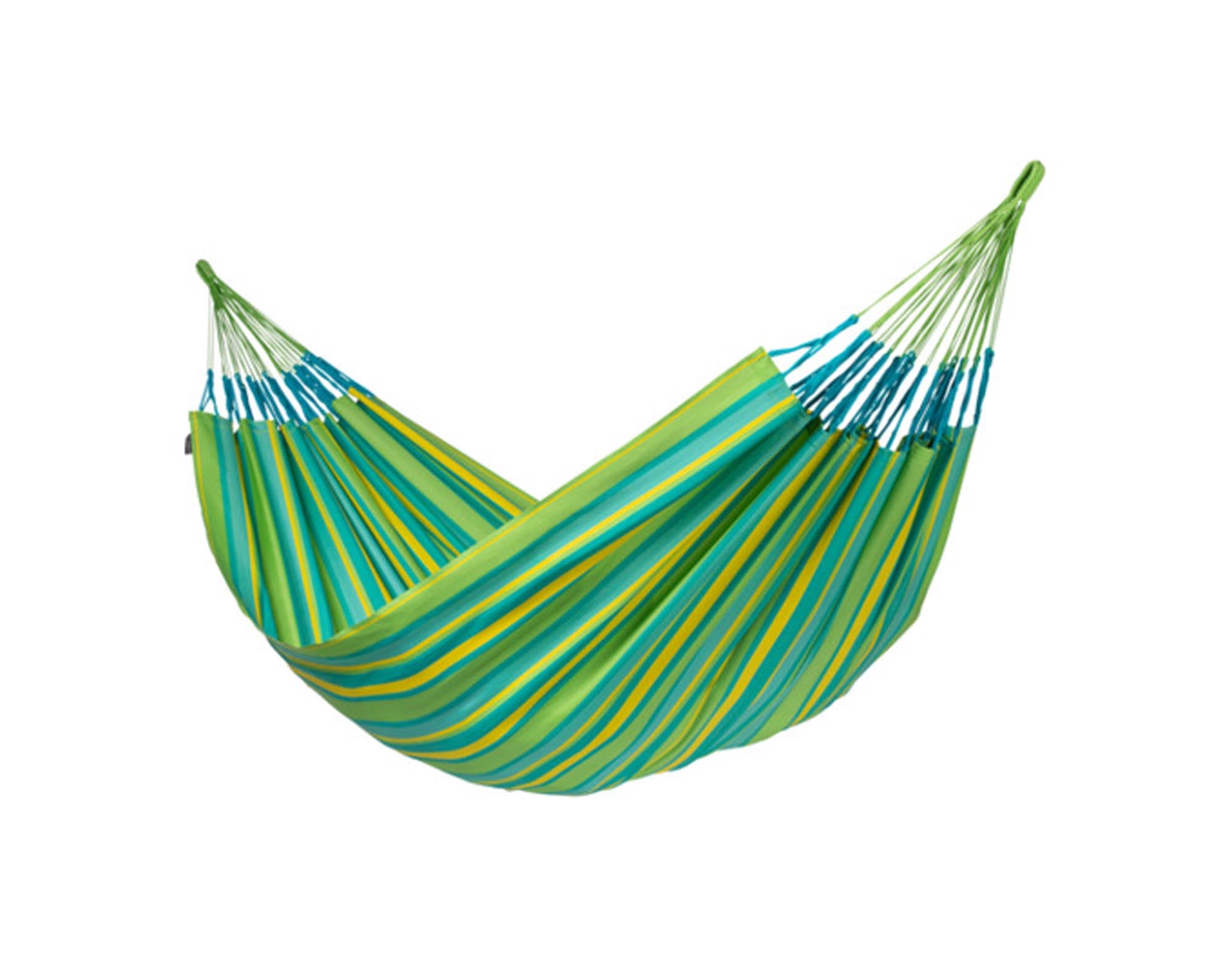 Entspannen Sie stilvoll in der Hängematte Brisa von LA SIESTA. Mit 160x350 cm bietet sie Komfort für zwei und ist ideal für drinnen und draußen.